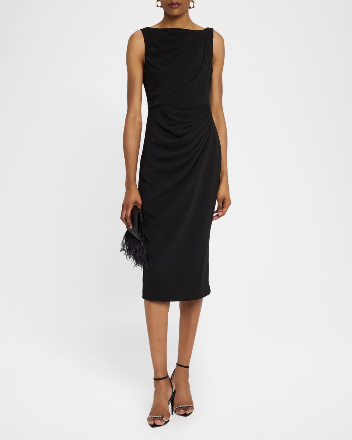Badgley Mischka Collection Sleeveless Draped Midi Dress