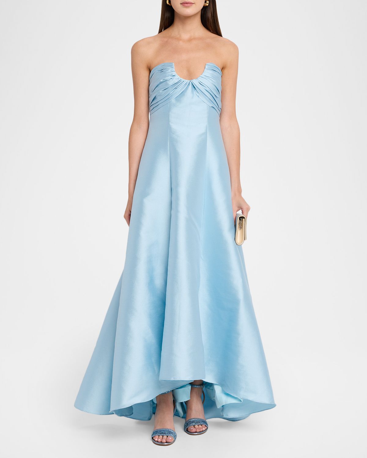Badgley Mischka Collection Strapless High-Low Pique Gown