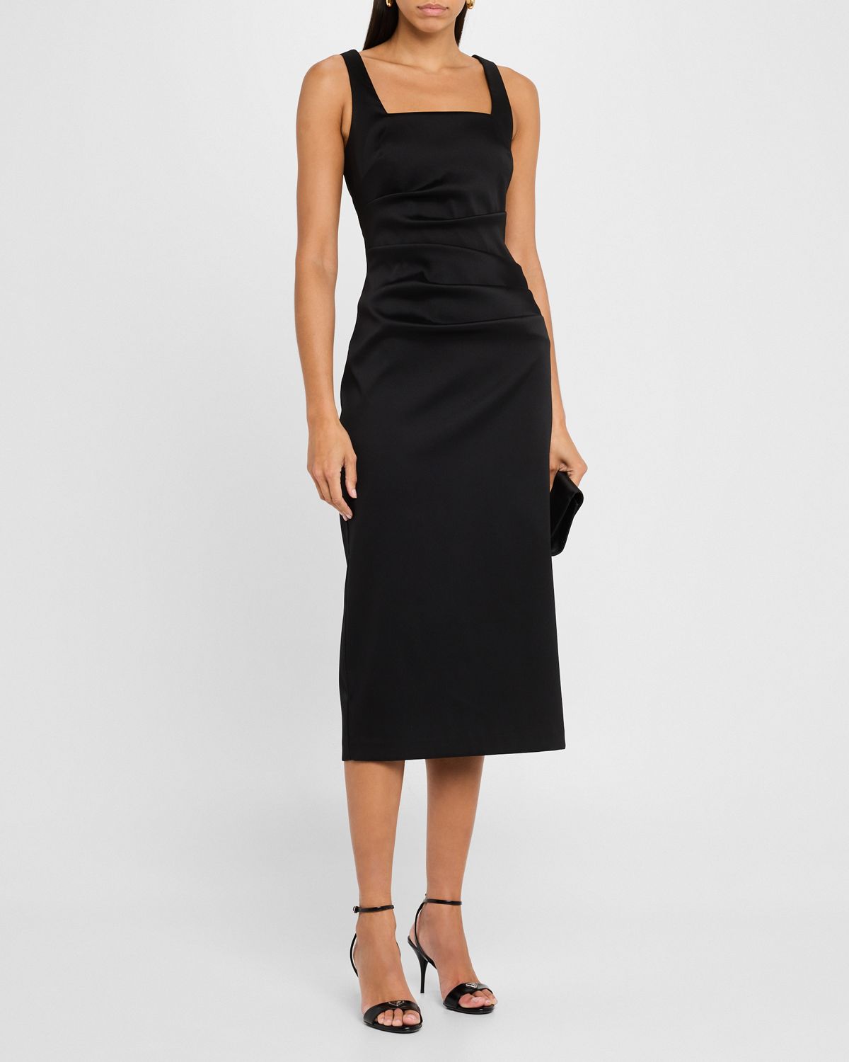 Aidan Mattox Square-Neck Stretch Mikado Midi Dress