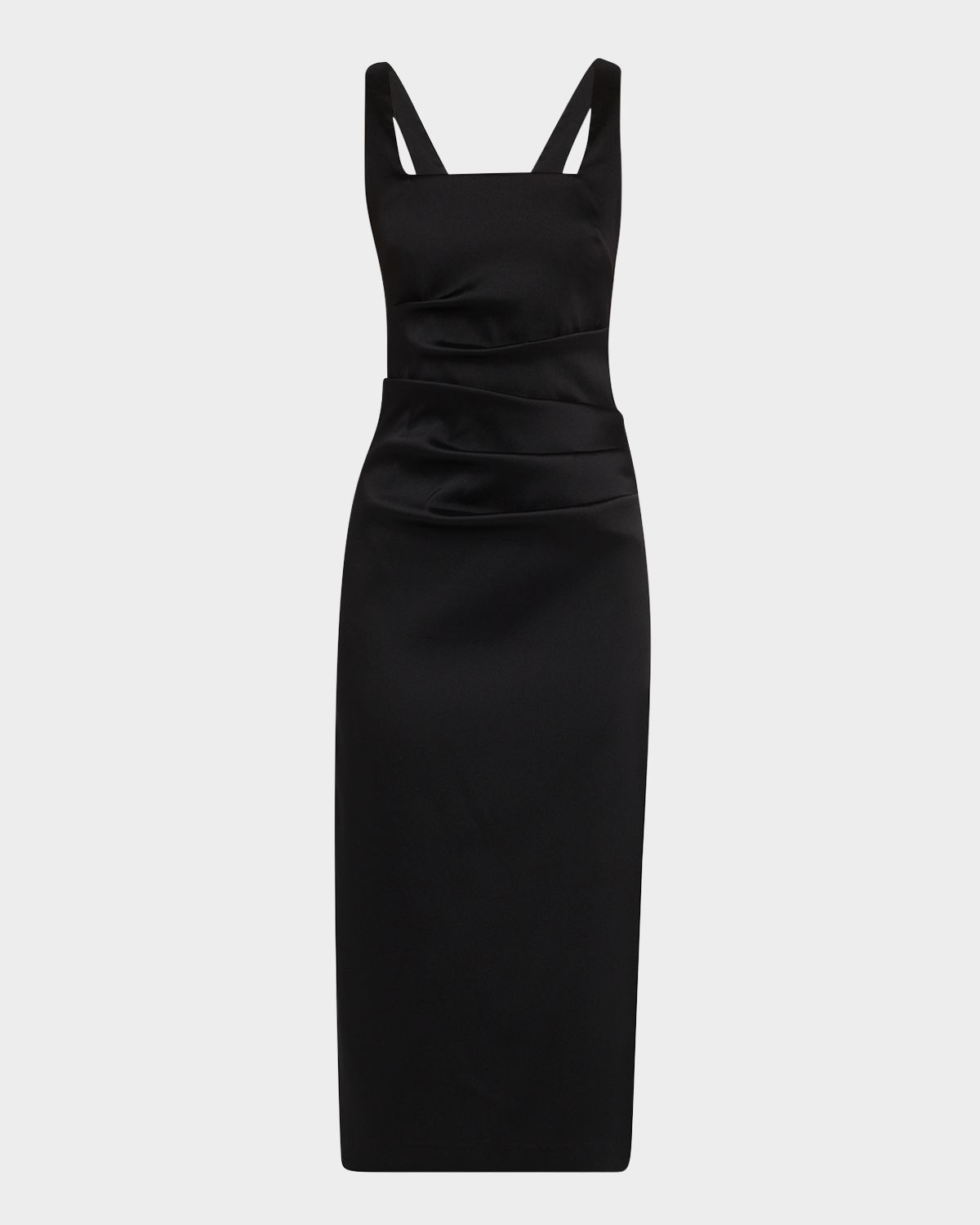 Aidan Mattox Square-Neck Stretch Mikado Midi Dress