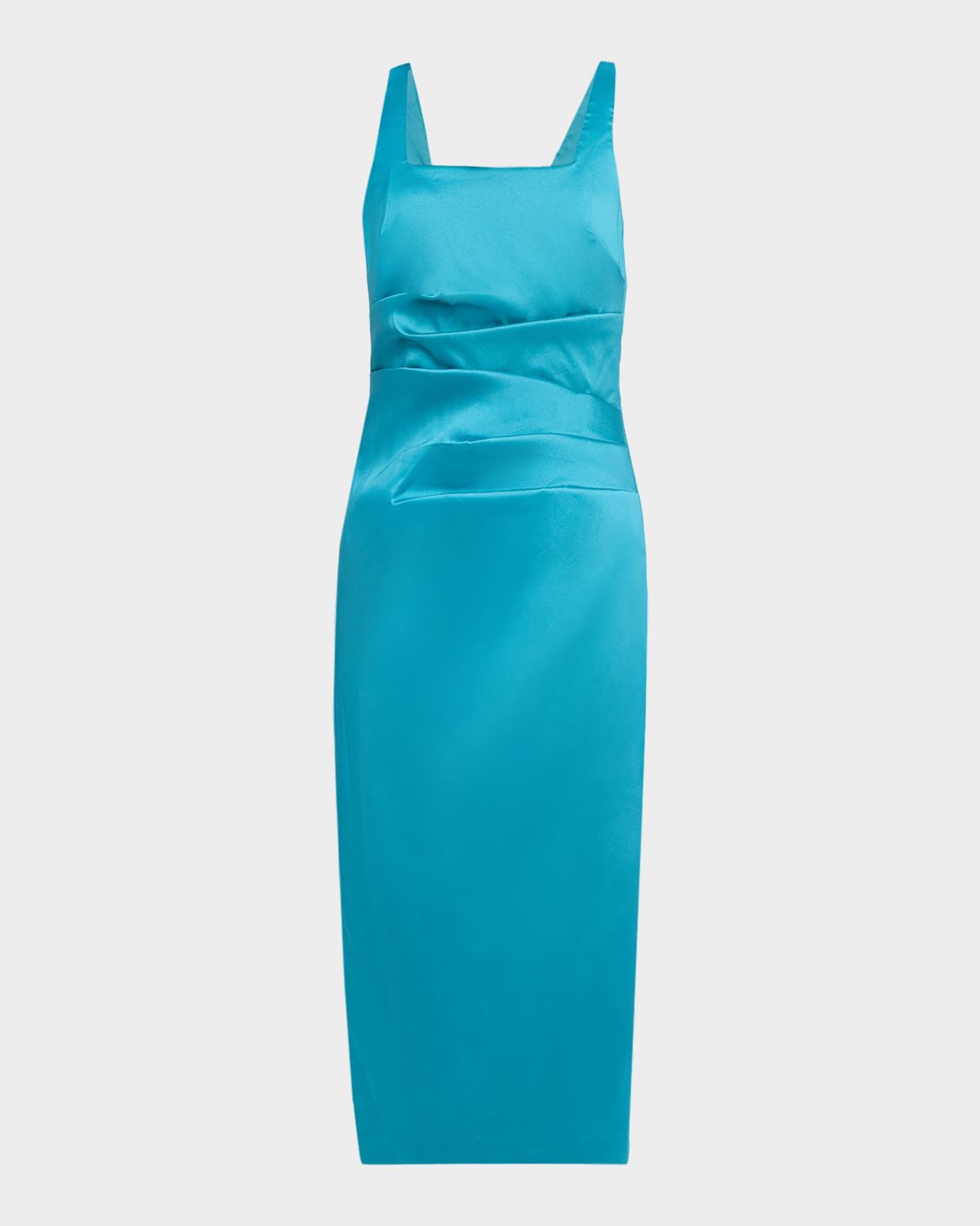Aidan Mattox Square-Neck Stretch Mikado Midi Dress