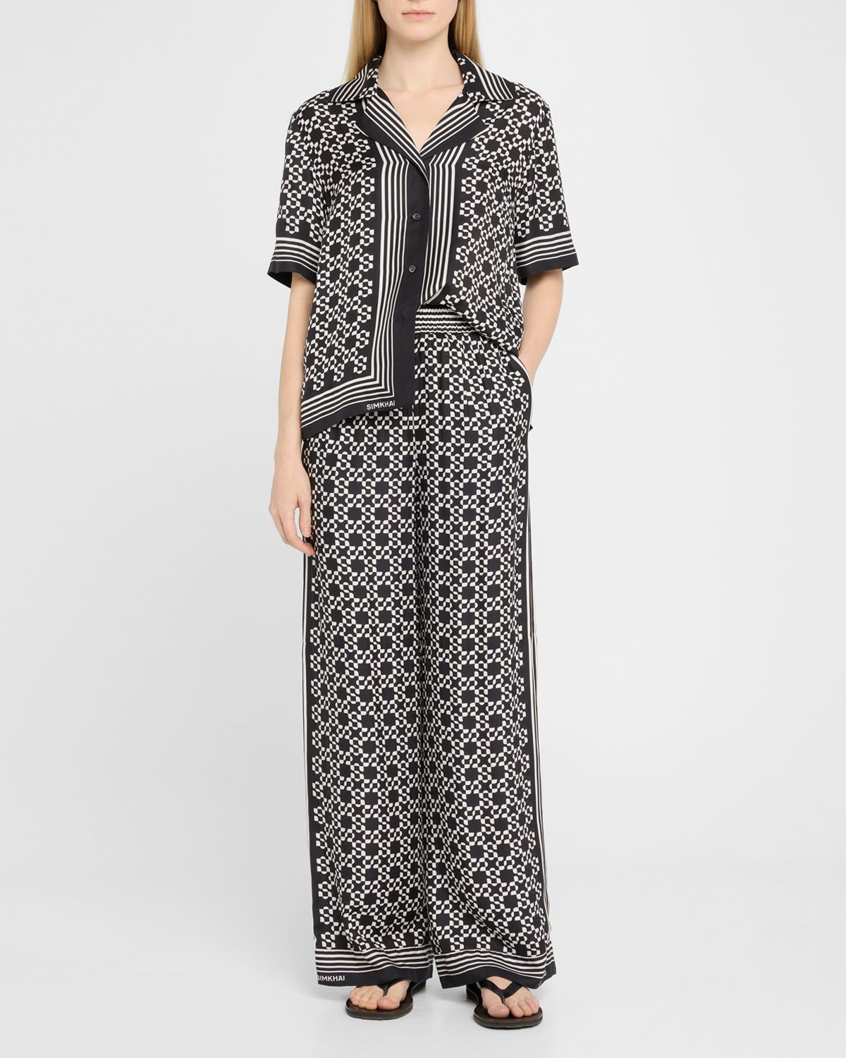 SIMKHAI Zuna Straight-Leg Pajama Pants