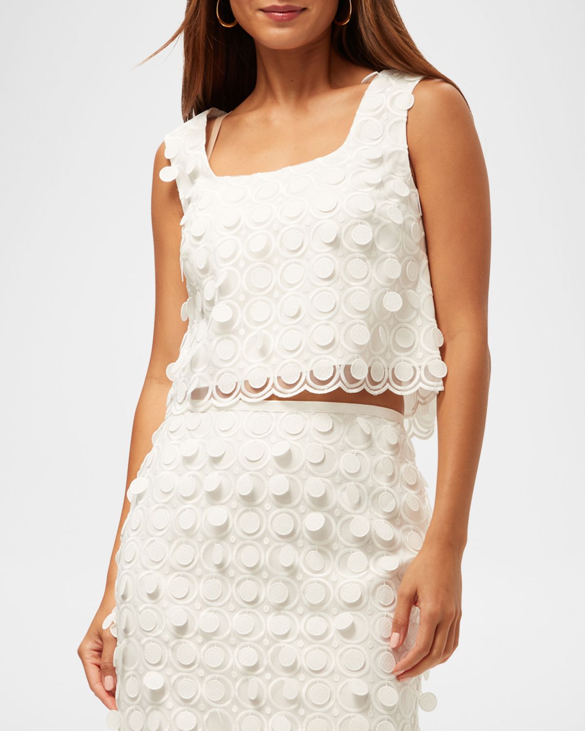 Trina Turk Serve Sleeveless Cropped Paillette Top