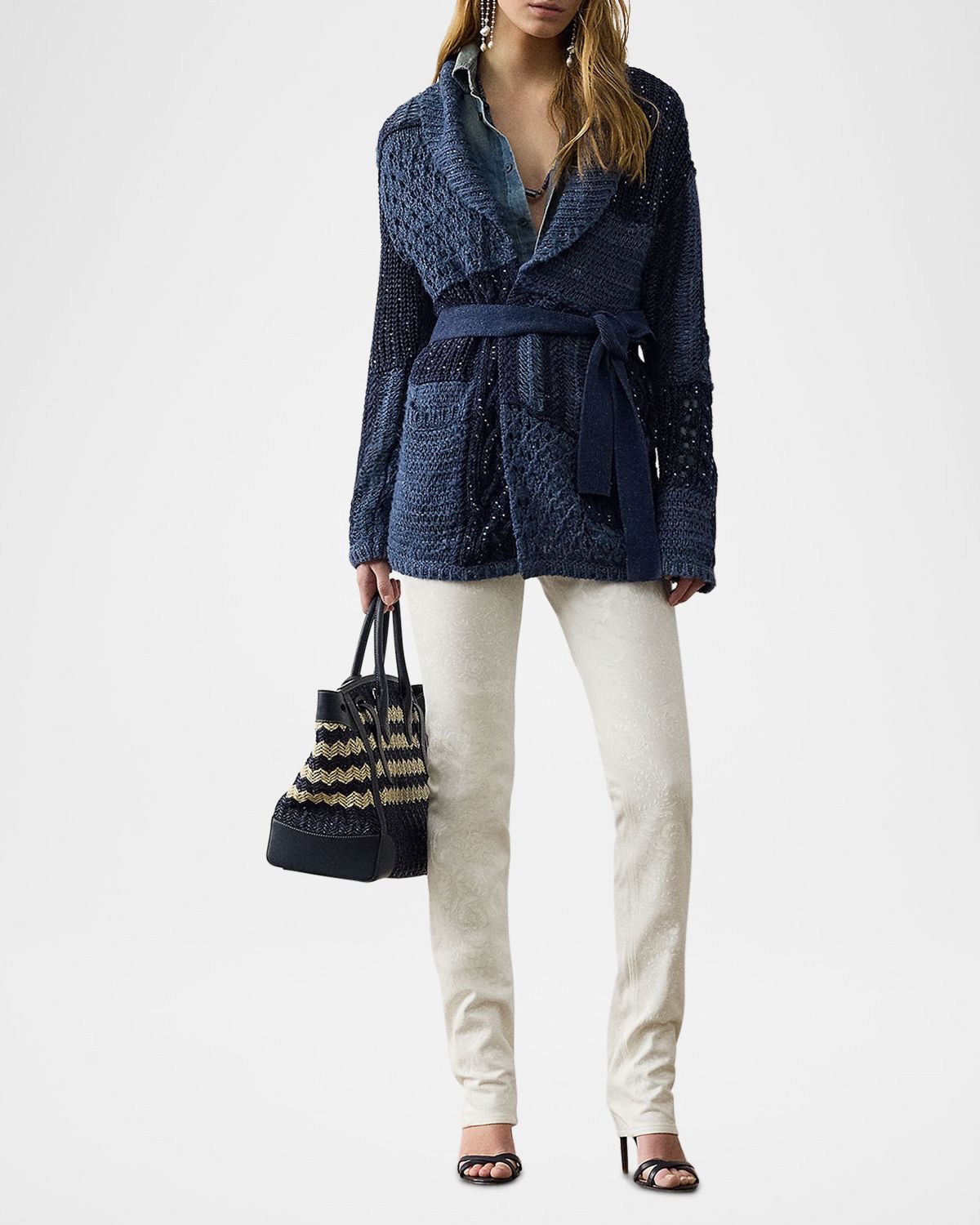 Ralph Lauren Collection Barrett Floral Painted Slim-Leg Jeans