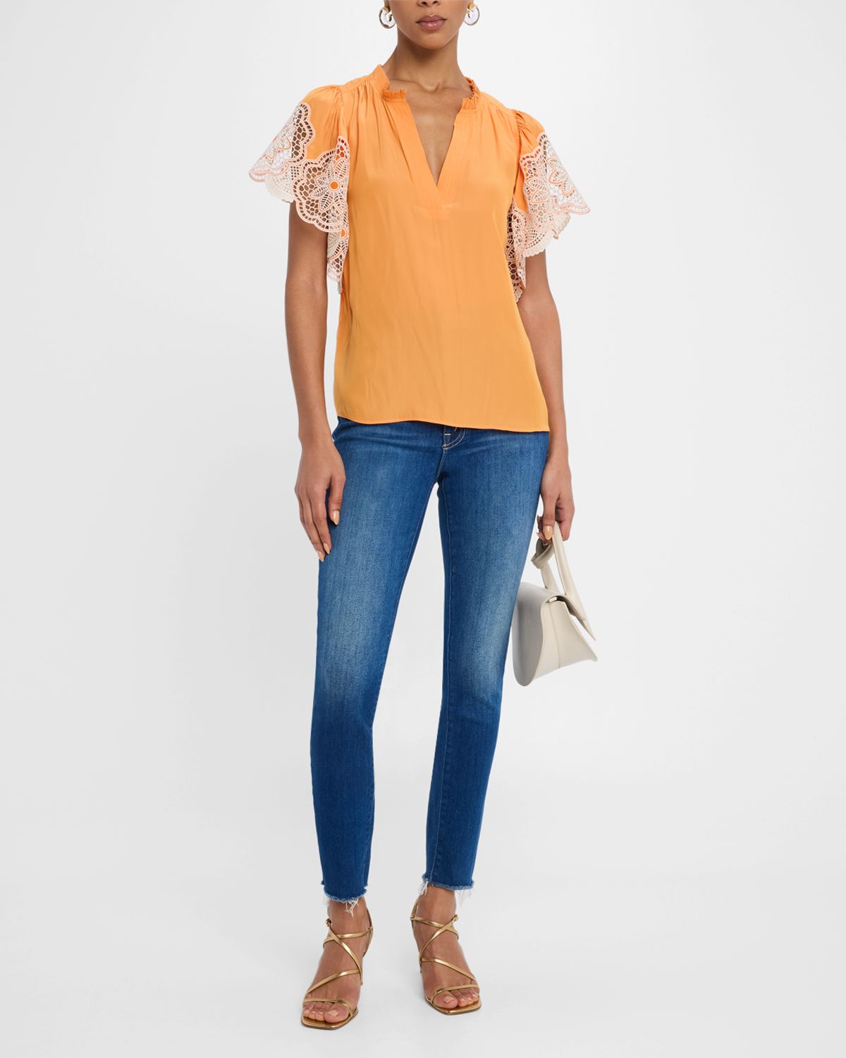Ramy Brook Esti Embroidered-Sleeve Top