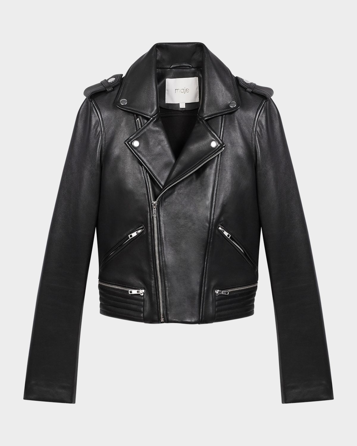 Maje Basaltm Leather Biker Jacket | Thumbnail 6 Maje Basaltm Leather Biker Jacket | Thumbnail 6