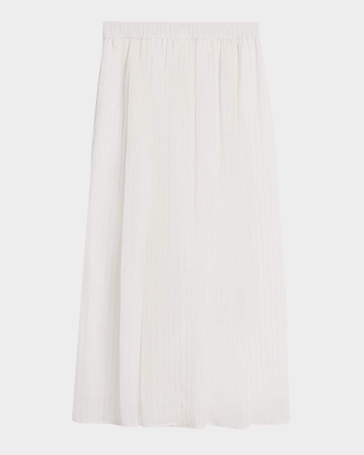 Brunello Cucinelli Pinstripe Cotton Gauze Midi Pull-On Skirt