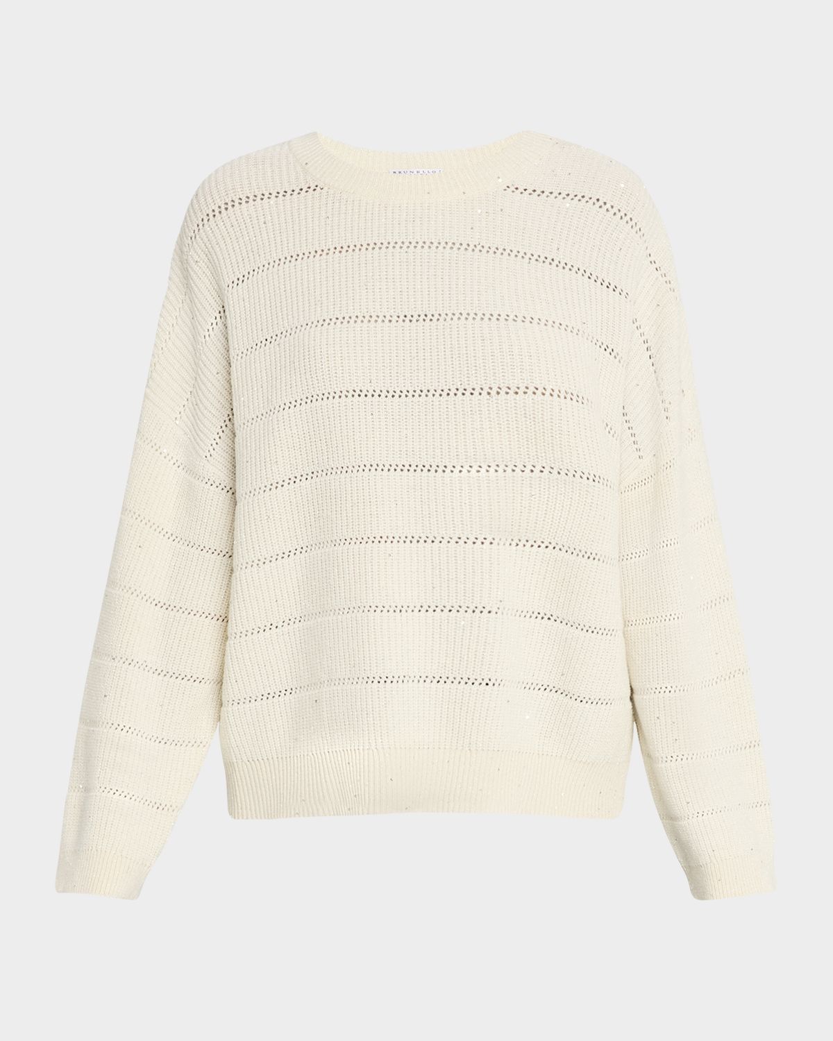 Brunello Cucinelli Mohair Open-Work Crewneck Sweater