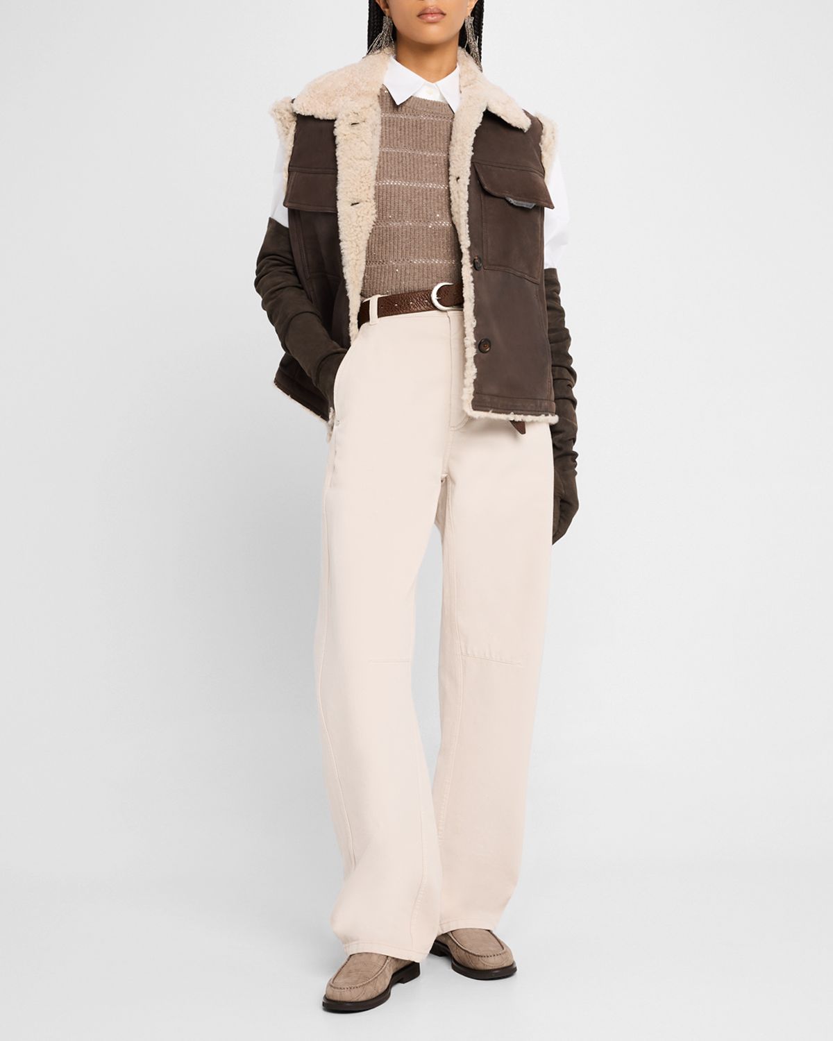 Brunello Cucinelli Openwork Pailette Knit Top