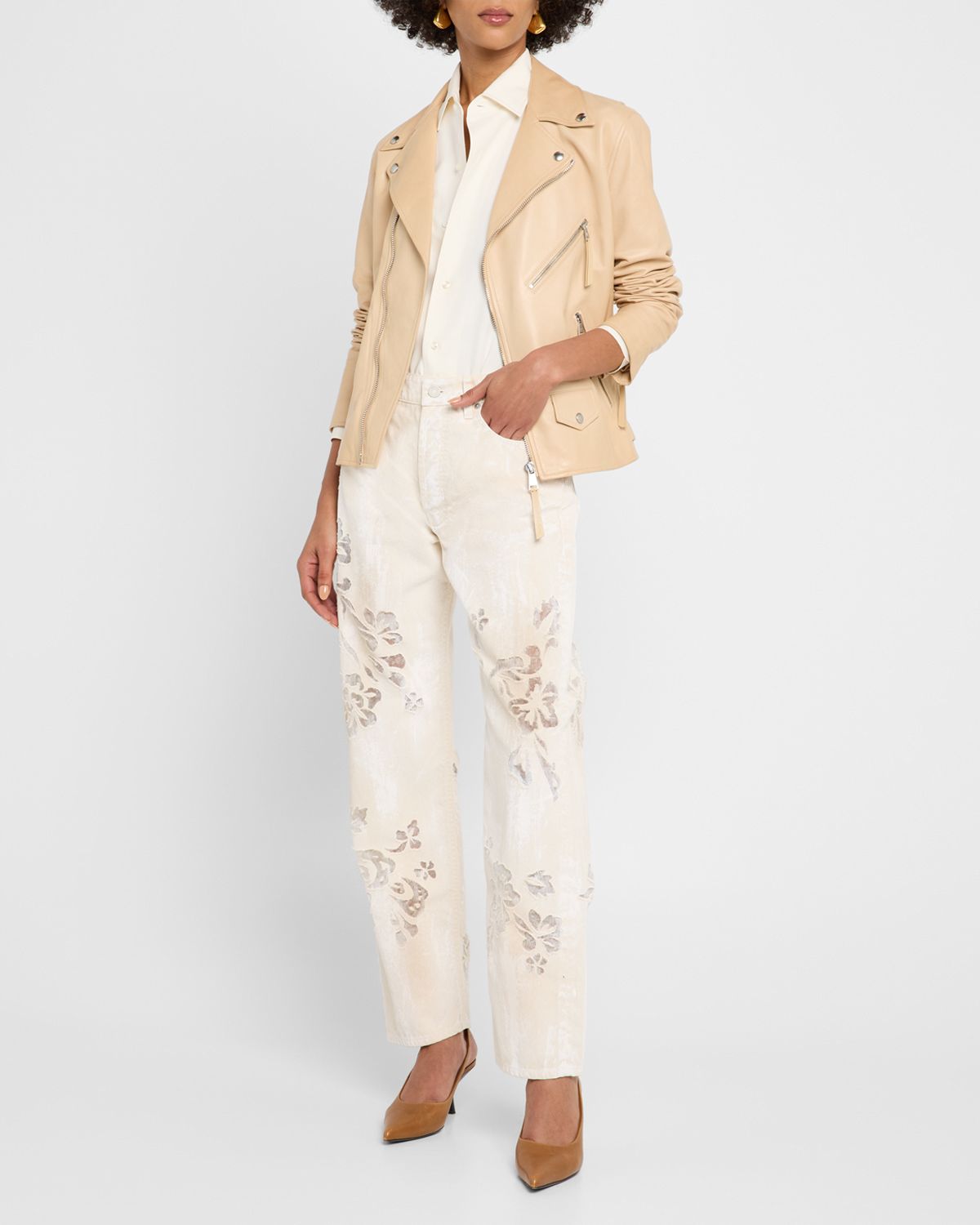 Ralph Lauren Collection Aisling Floral Devore Straight-Leg Ankle Jeans