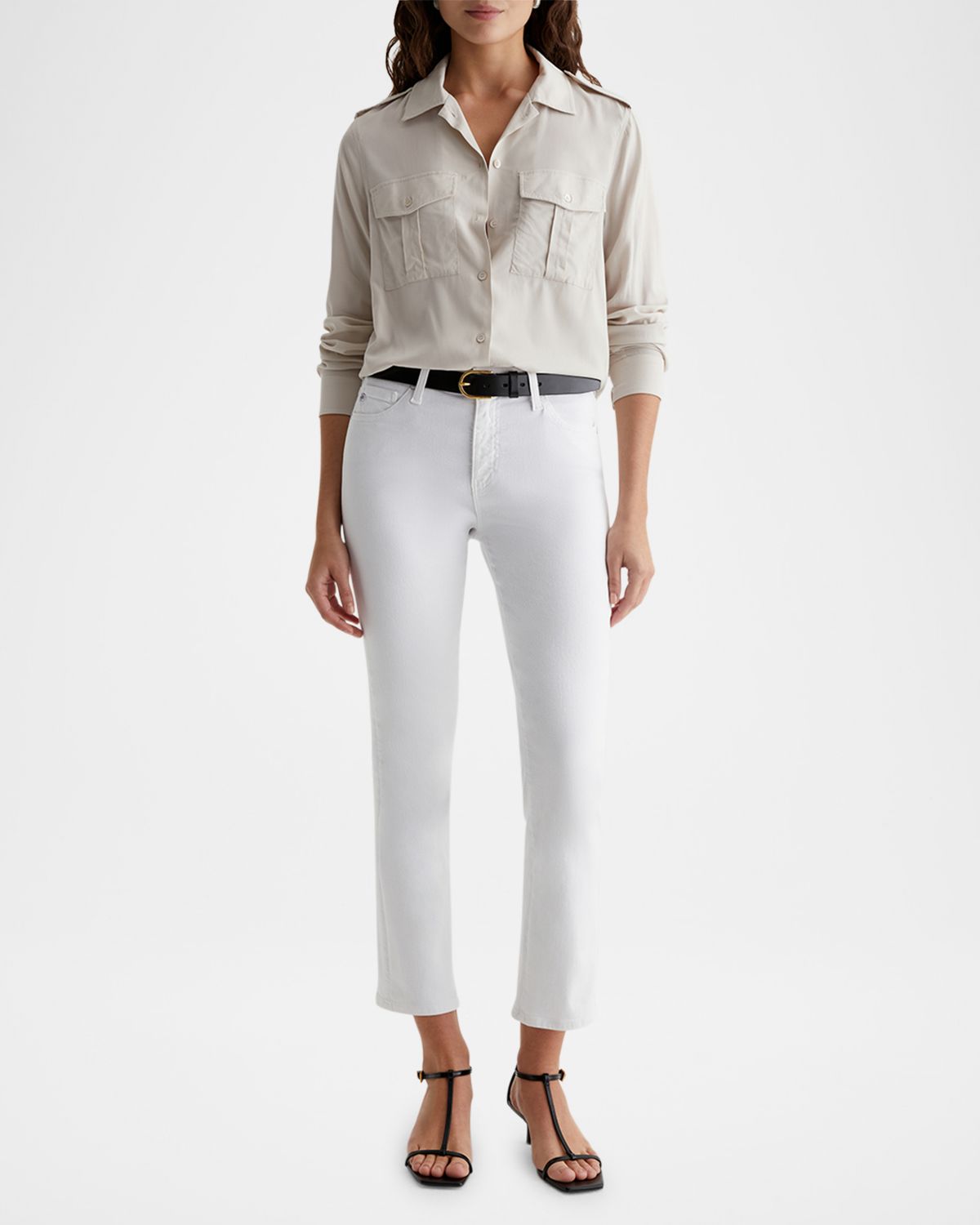 AG Jeans Mari Mid-Rise Slim Straight Crop Jeans