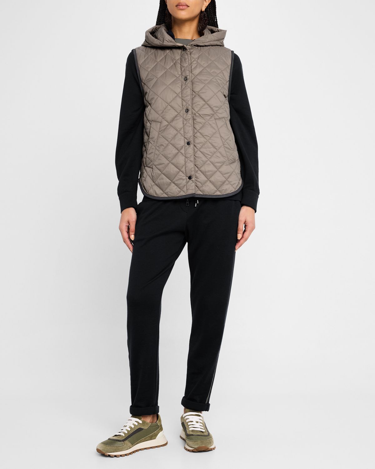 Brunello Cucinelli Quilted Nylon Padded Thermal Hooded Vest | Thumbnail 5 Brunello Cucinelli Quilted Nylon Padded Thermal Hooded Vest | Thumbnail 5