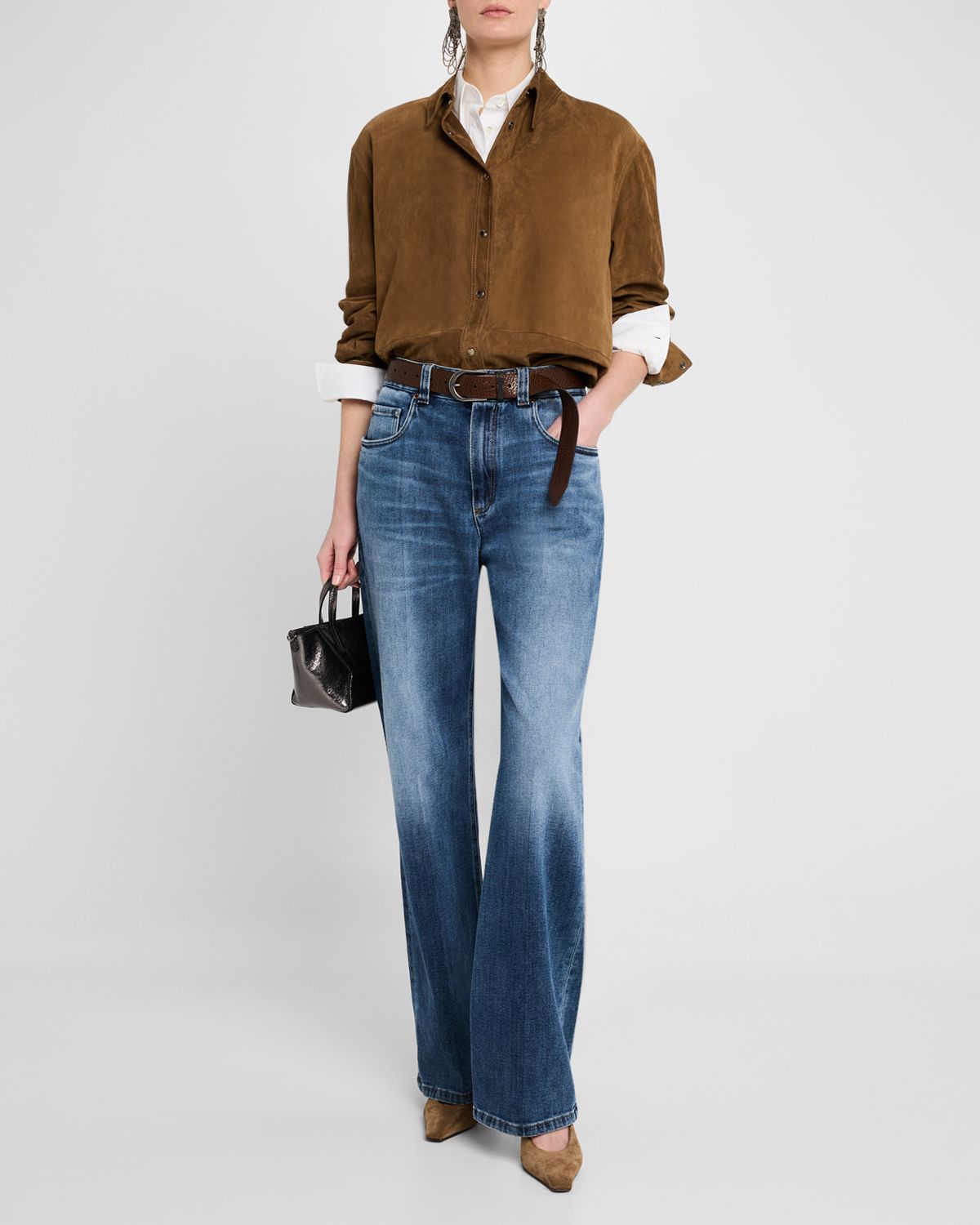 Brunello Cucinelli Suede Button-Down Shirt Jacket