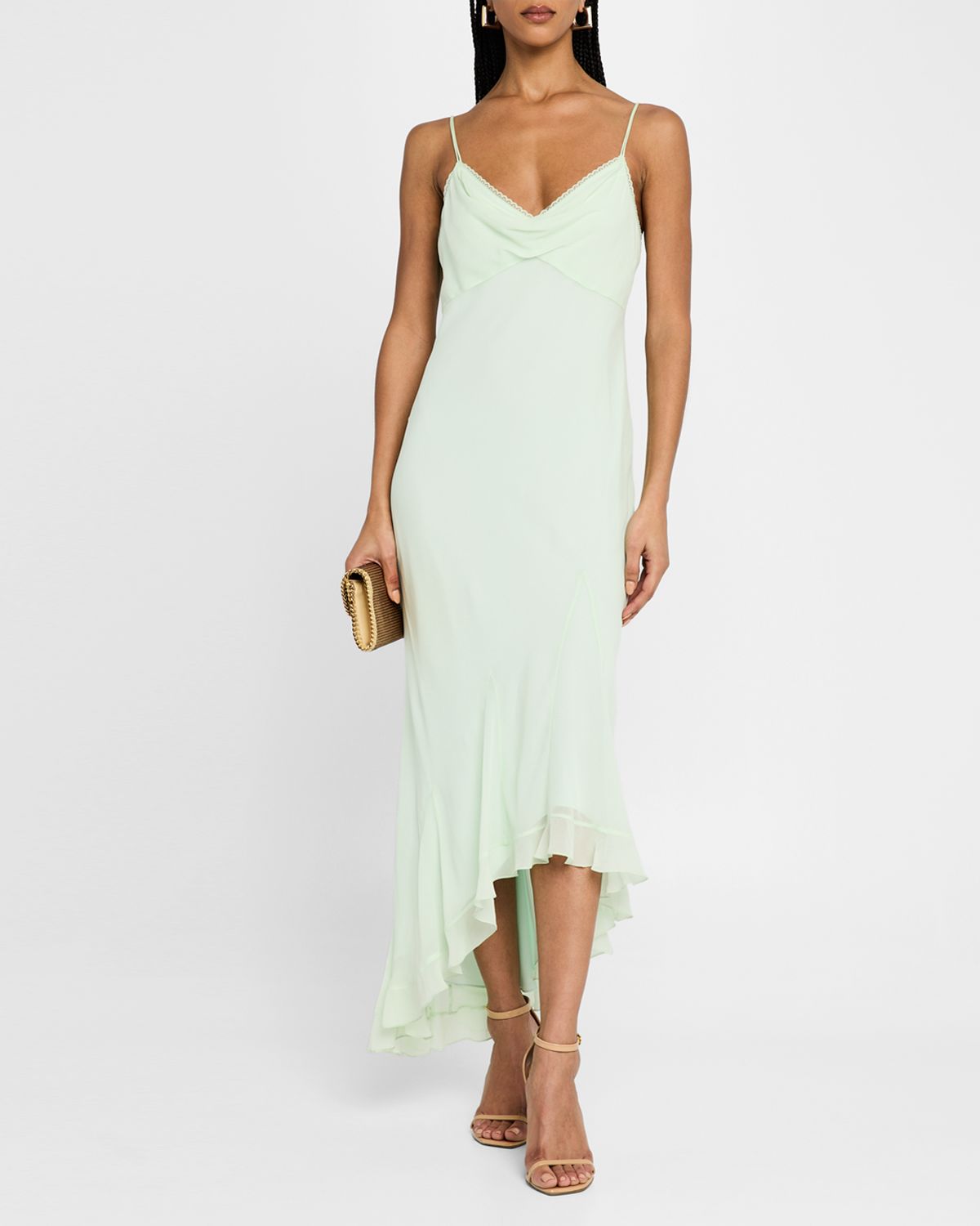LoveShackFancy Chesley High-Low Slip Dress