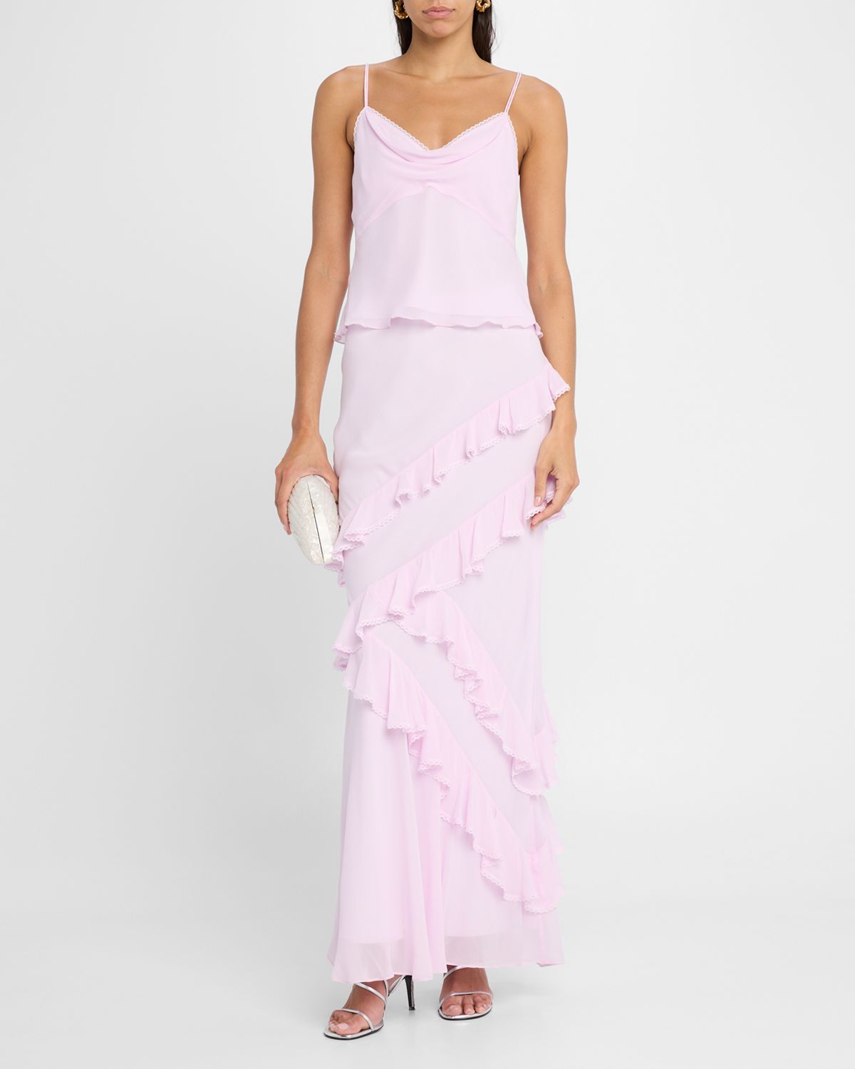 LoveShackFancy Mitnessa Asymmetric Ruffle Maxi Skirt