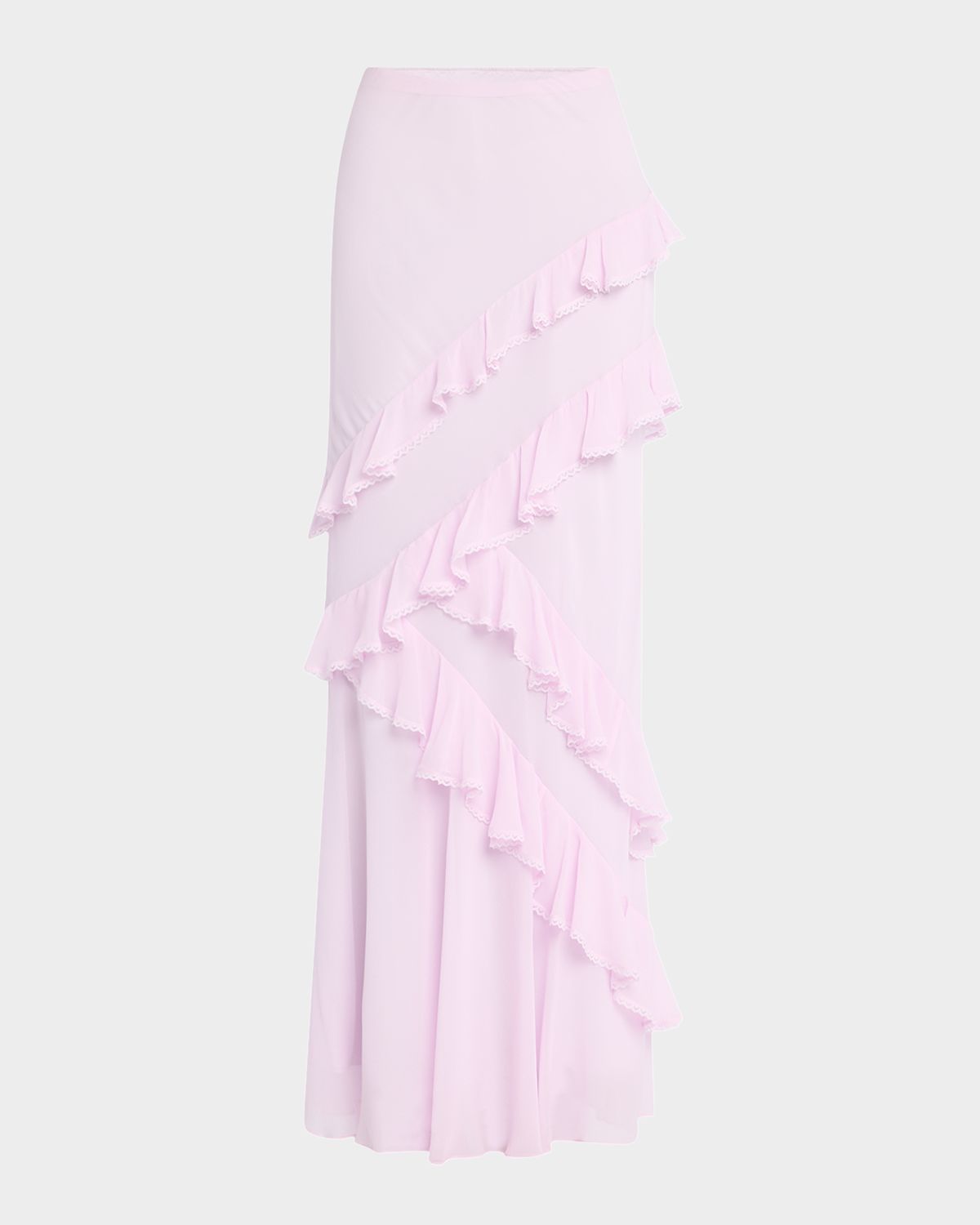 LoveShackFancy Mitnessa Asymmetric Ruffle Maxi Skirt