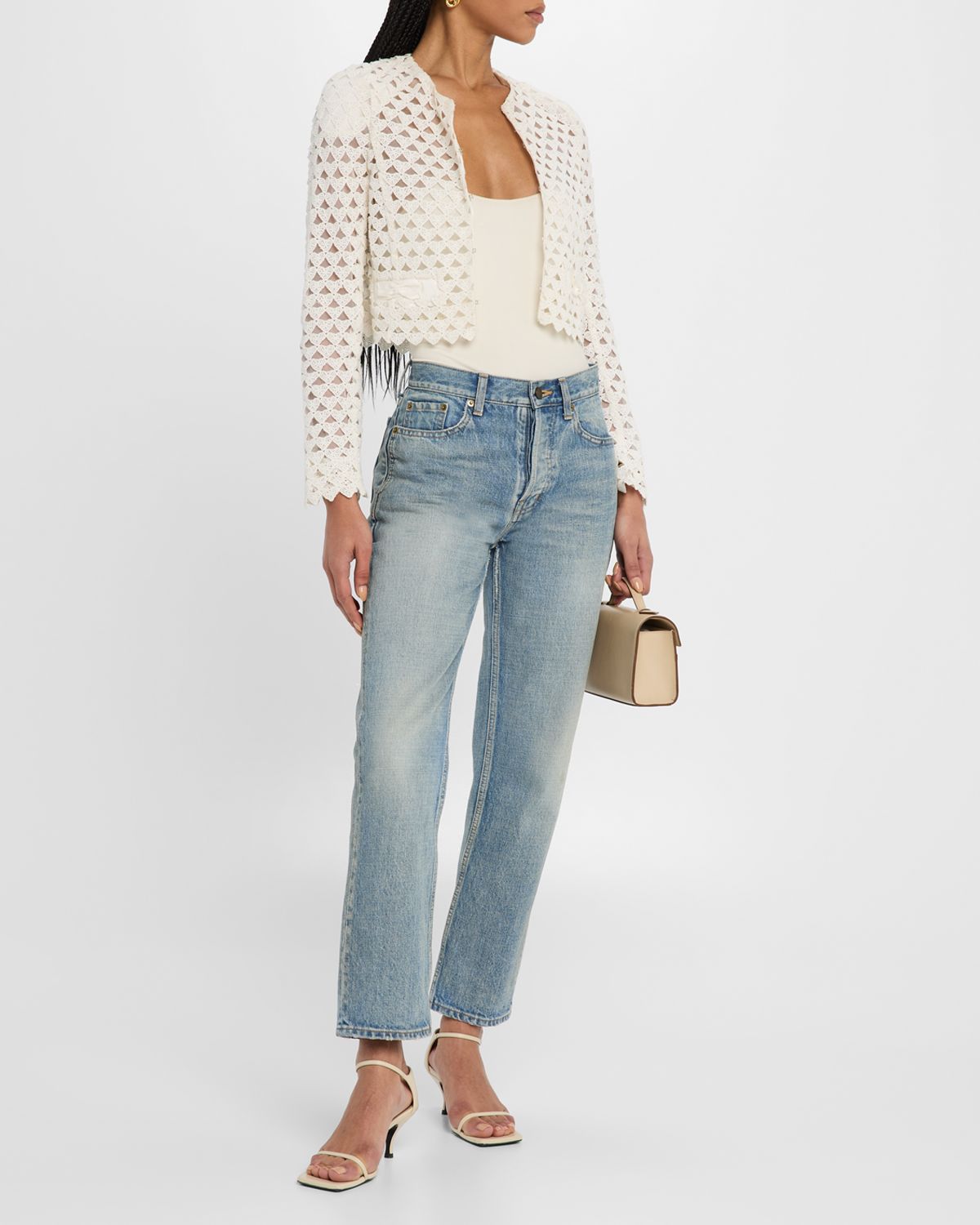 LoveShackFancy Alaya Crochet Heart Jacket