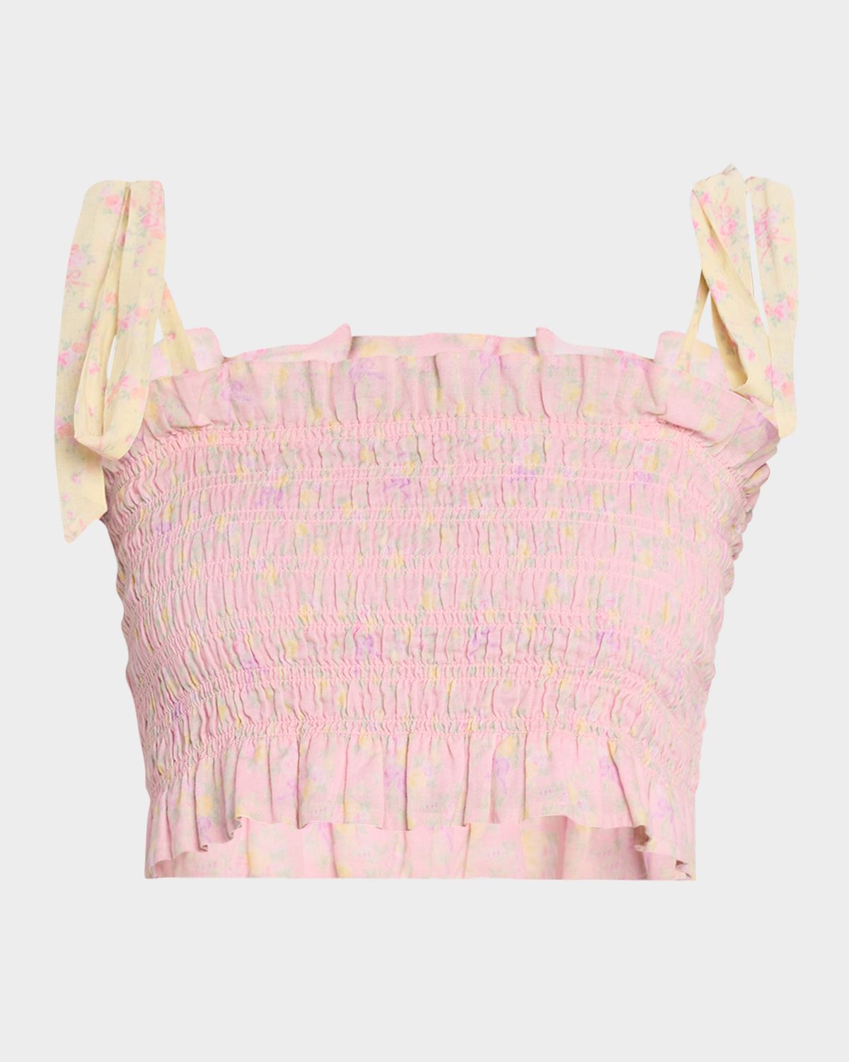 LoveShackFancy Corbin Smocked Crop Top
