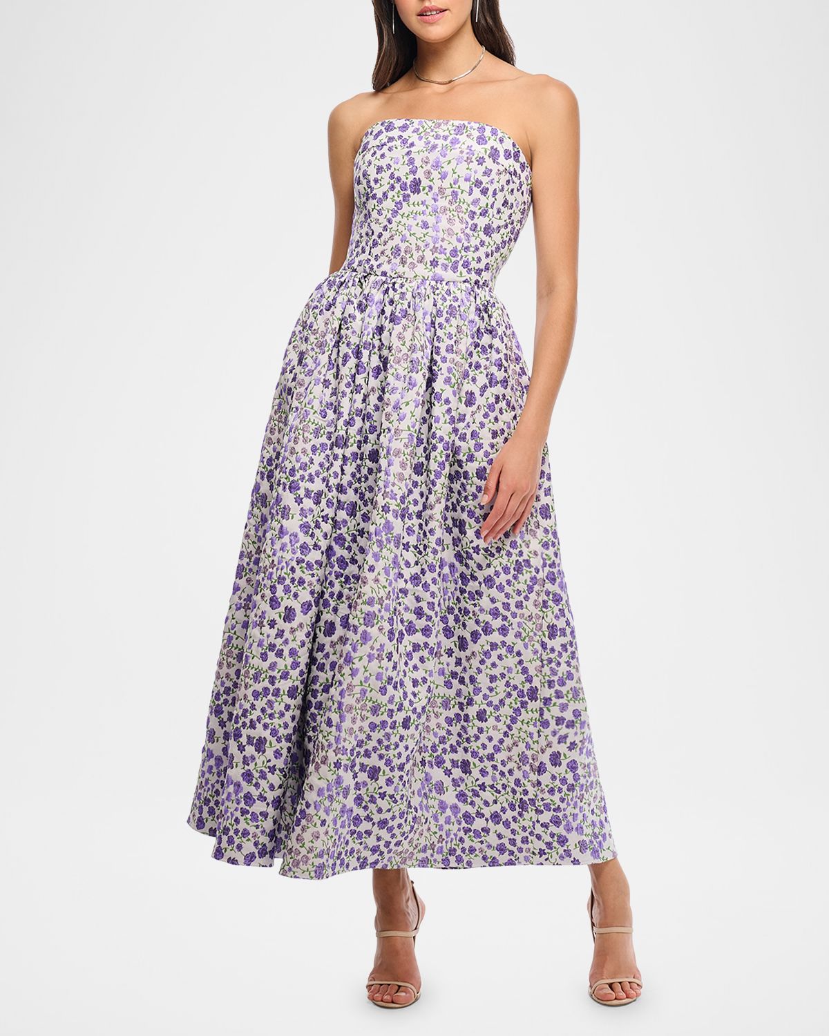 Shoshanna Dana Floral-Print Strapless A-Line Dress