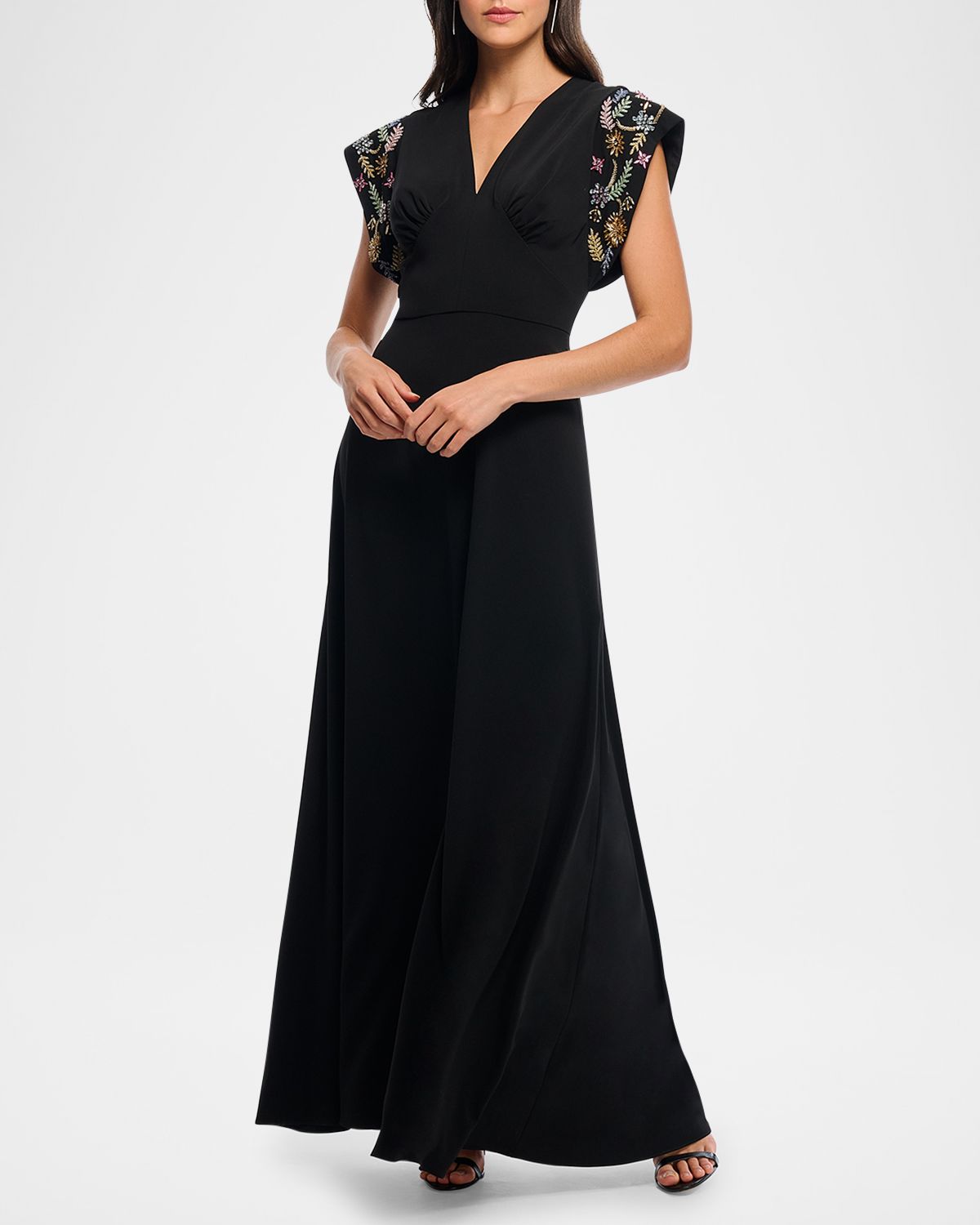 Shoshanna Matassa Floral Embellished Empire Gown