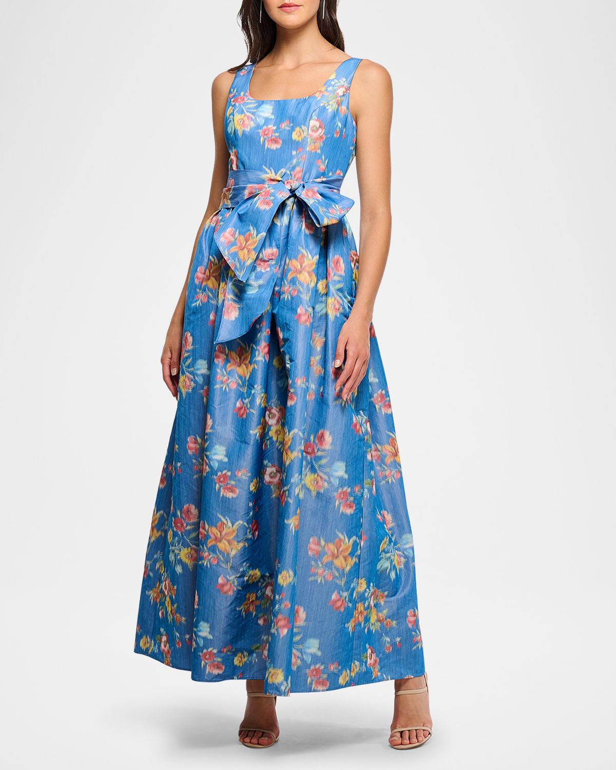 Shoshanna Wren Bow Floral-Print Midi Dress