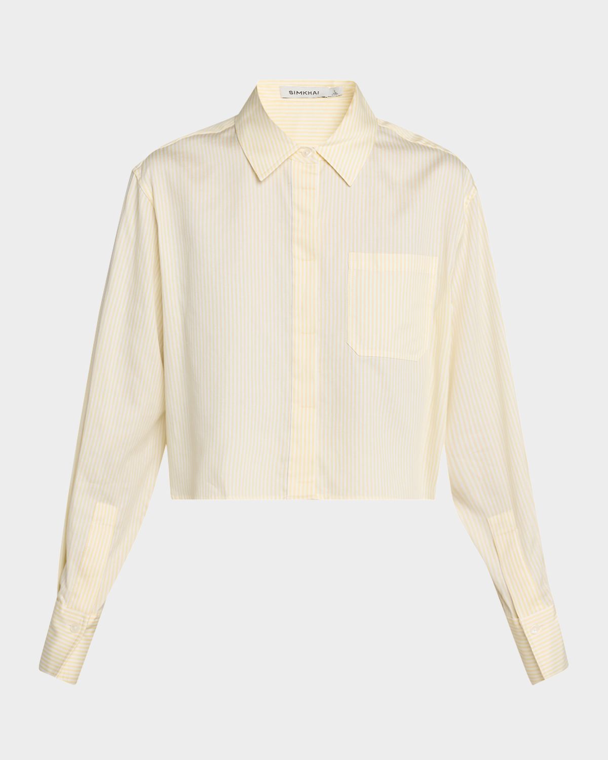 SIMKHAI Renata Long-Sleeve Crop Shirt