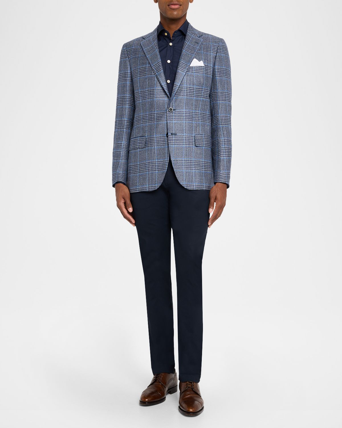 Kiton Men 's Glen Plaid Single-Breasted Sport Coat