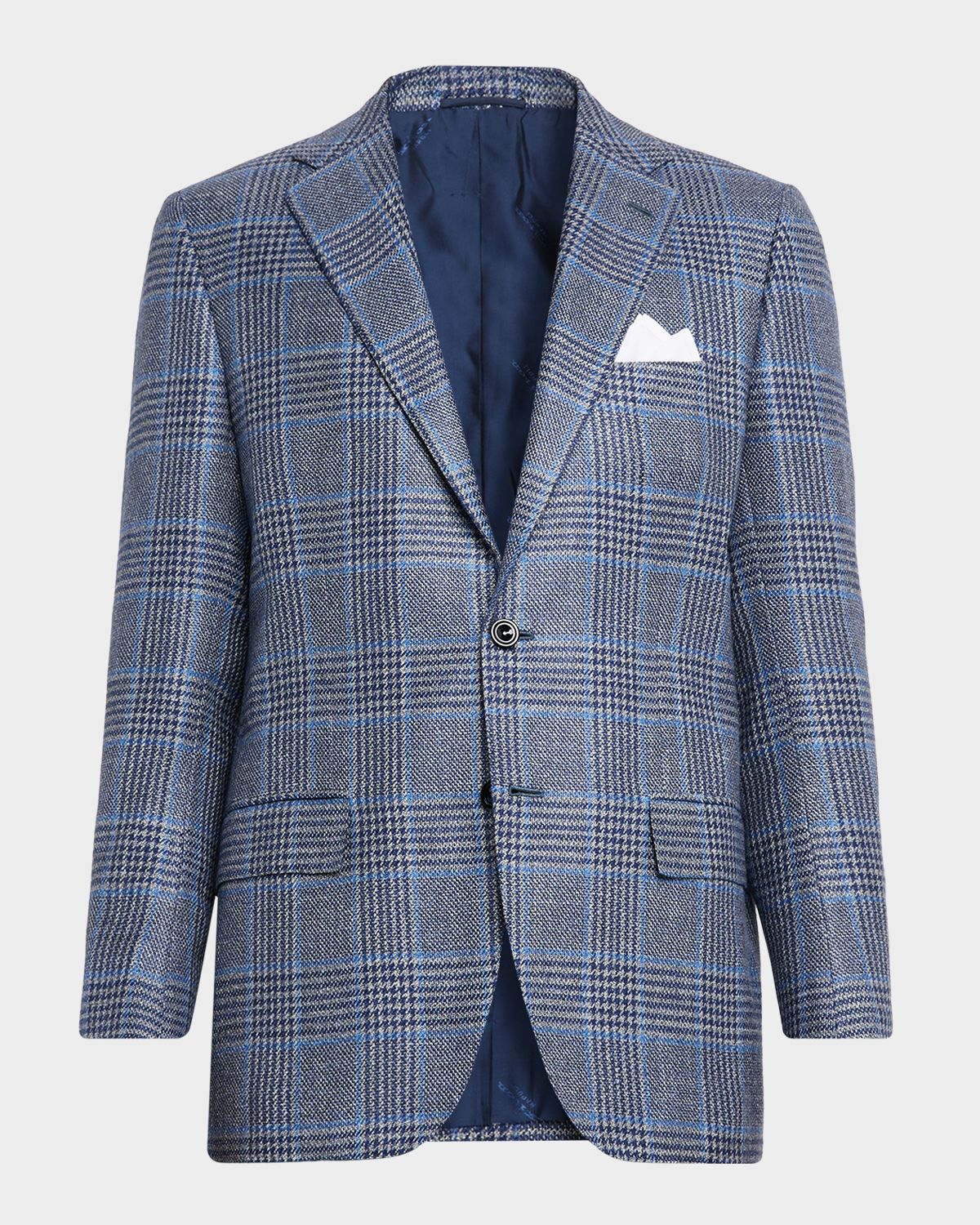 Kiton Men 's Glen Plaid Single-Breasted Sport Coat