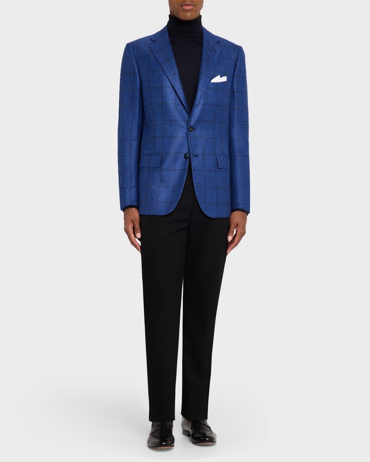 Kiton Men 's Windowpane Check Single-Breasted Sport Coat