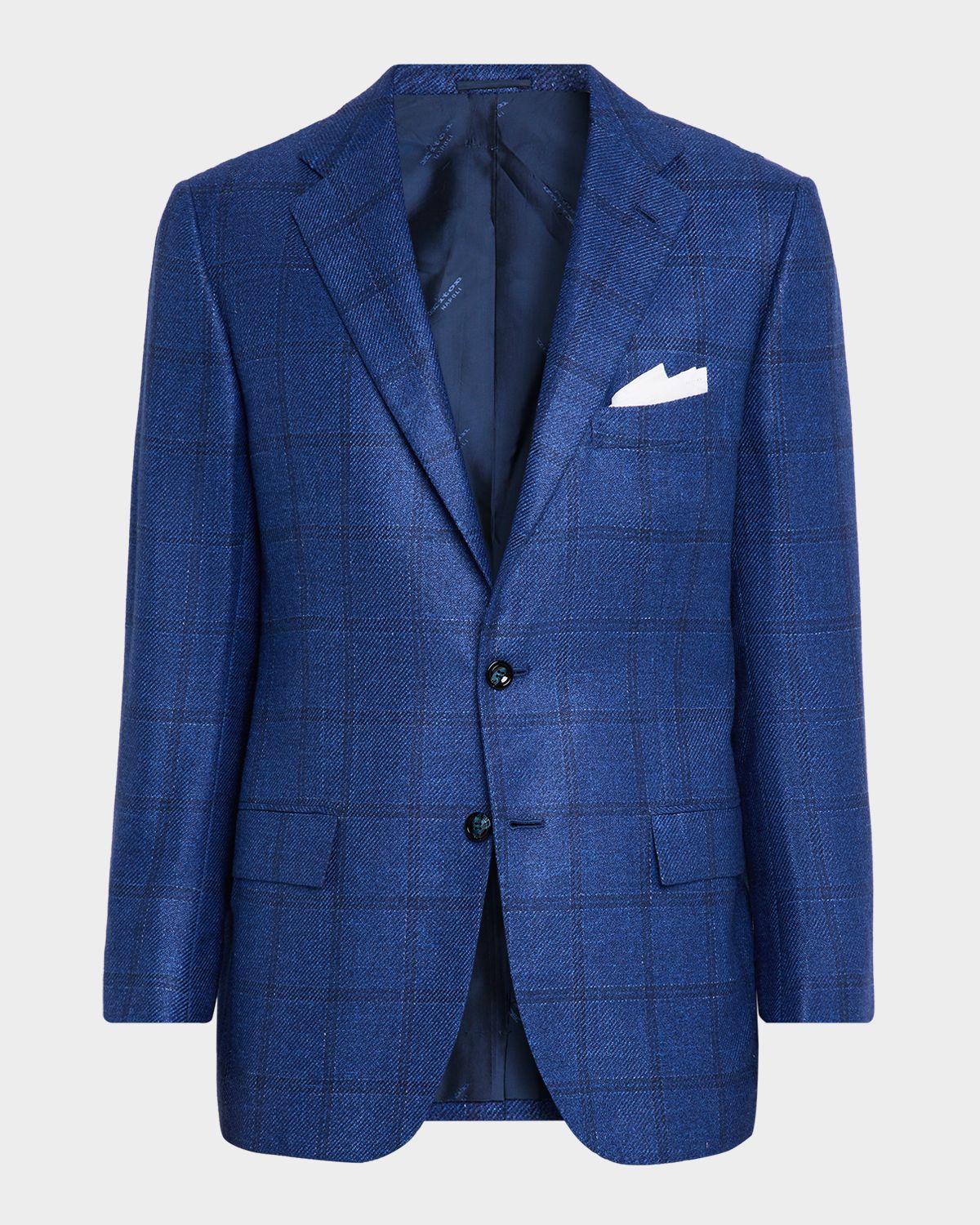 Kiton Men 's Windowpane Check Single-Breasted Sport Coat