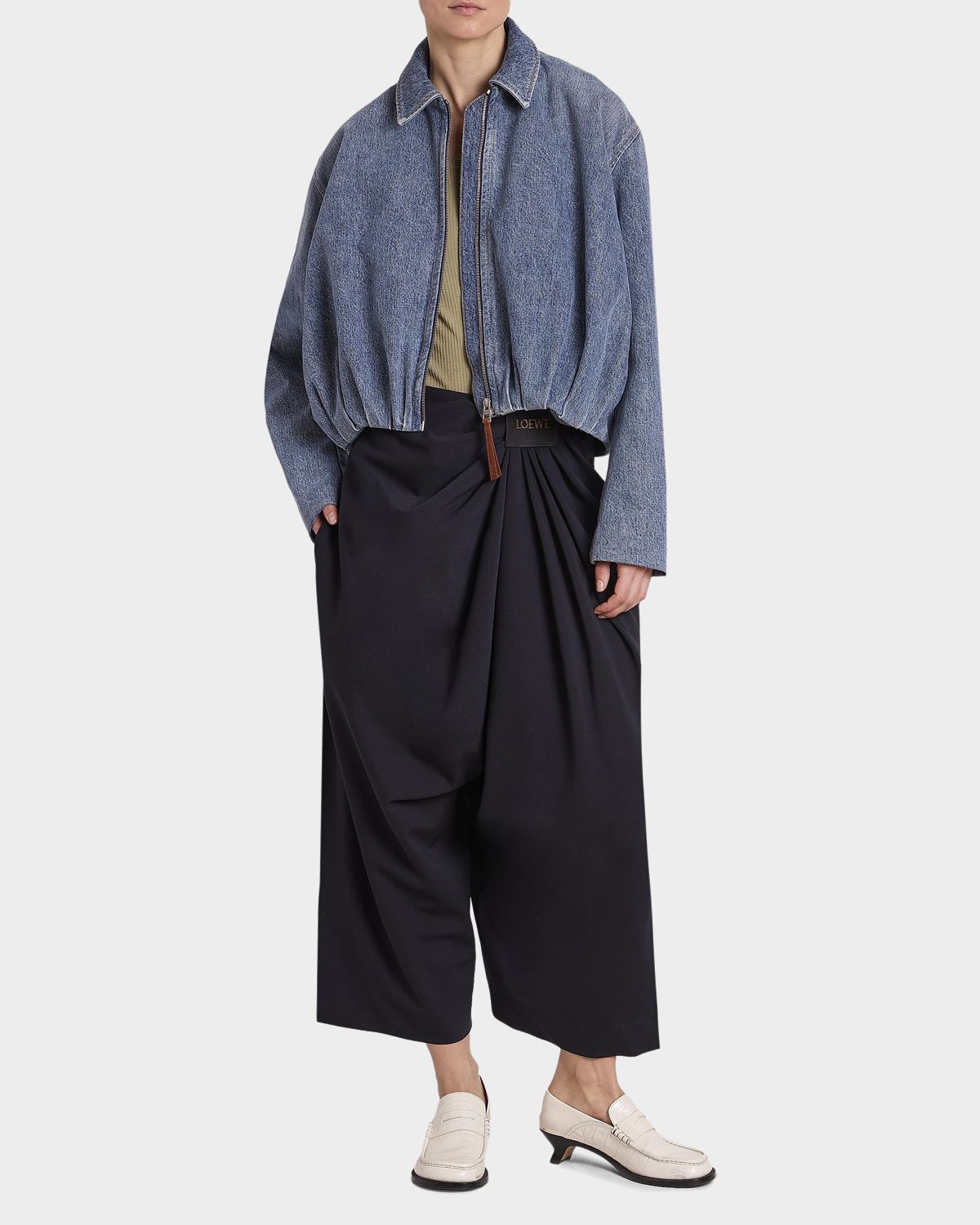 Loewe Draped Denim Bomber Jacket