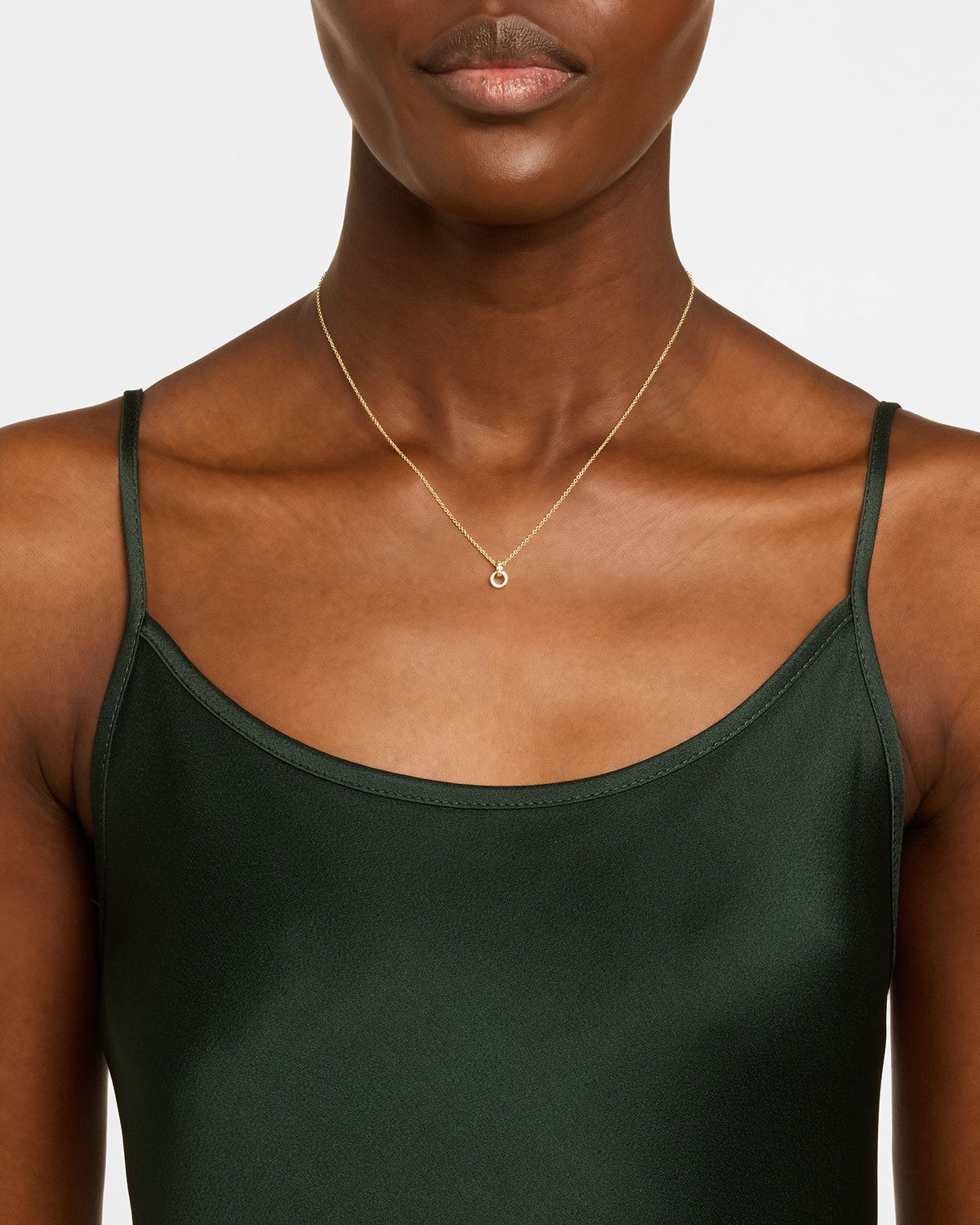 Sydney Evan Fluted Linked Diamond Ring Charm Necklace