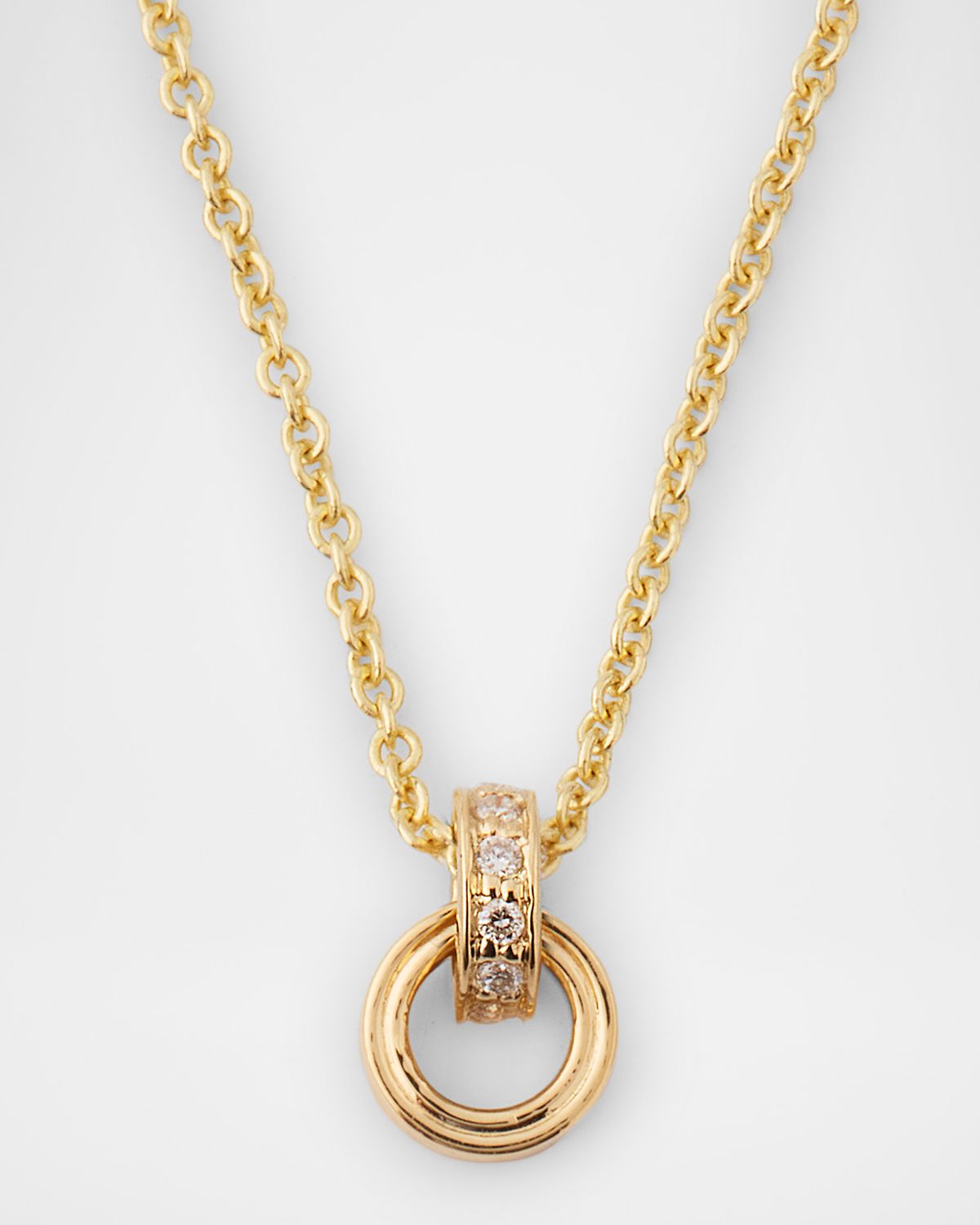 Sydney Evan Fluted Linked Diamond Ring Charm Necklace
