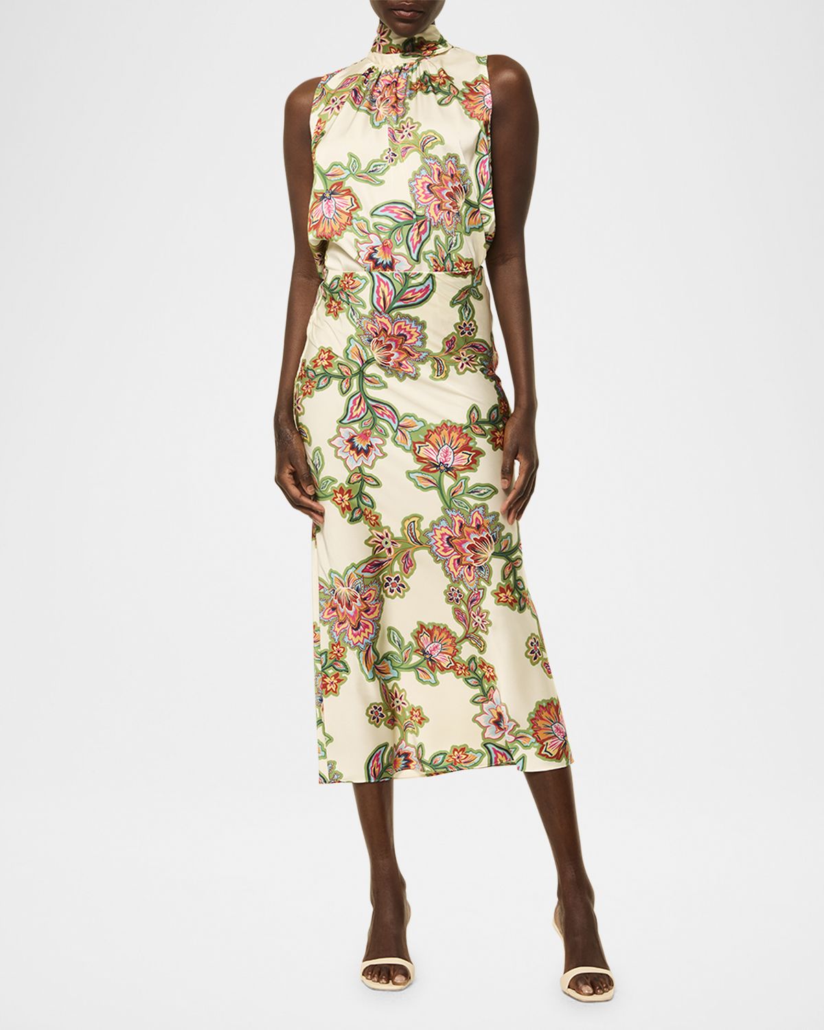 MISA Los Angeles Luka Floral Satin High-Neck Top