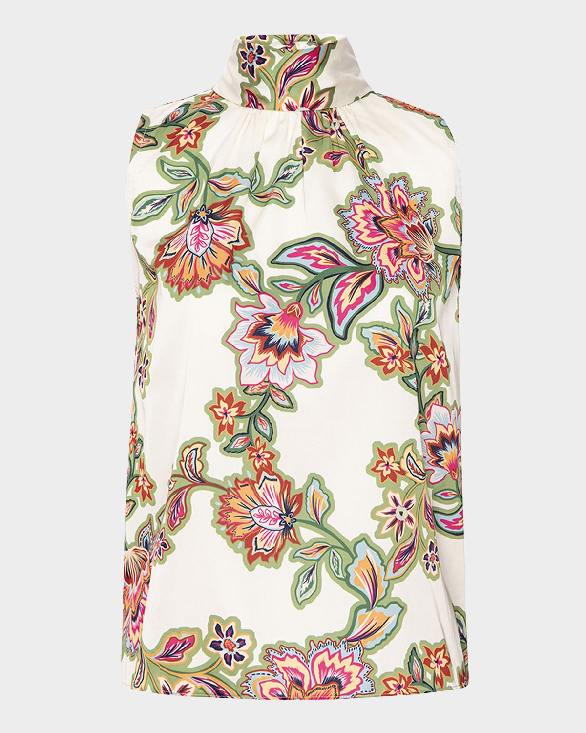 MISA Los Angeles Luka Floral Satin High-Neck Top