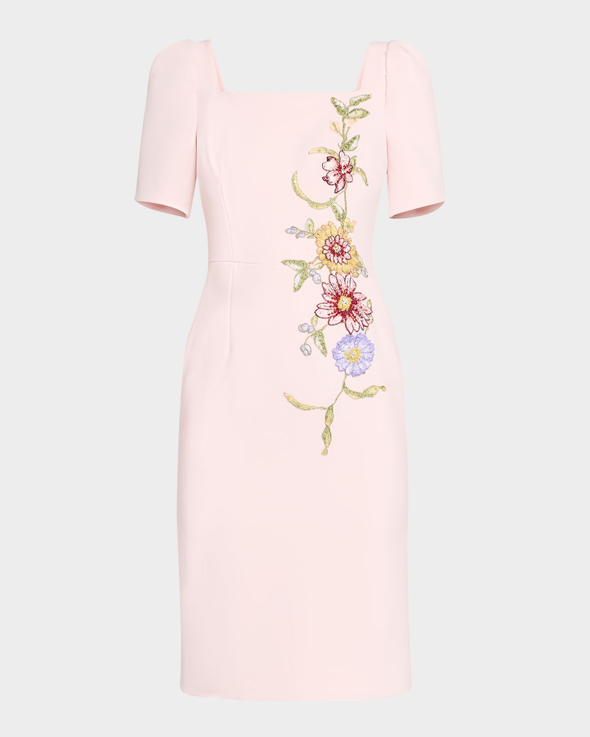 Rickie Freeman for Teri Jon Floral Applique Stretch Crepe Dress