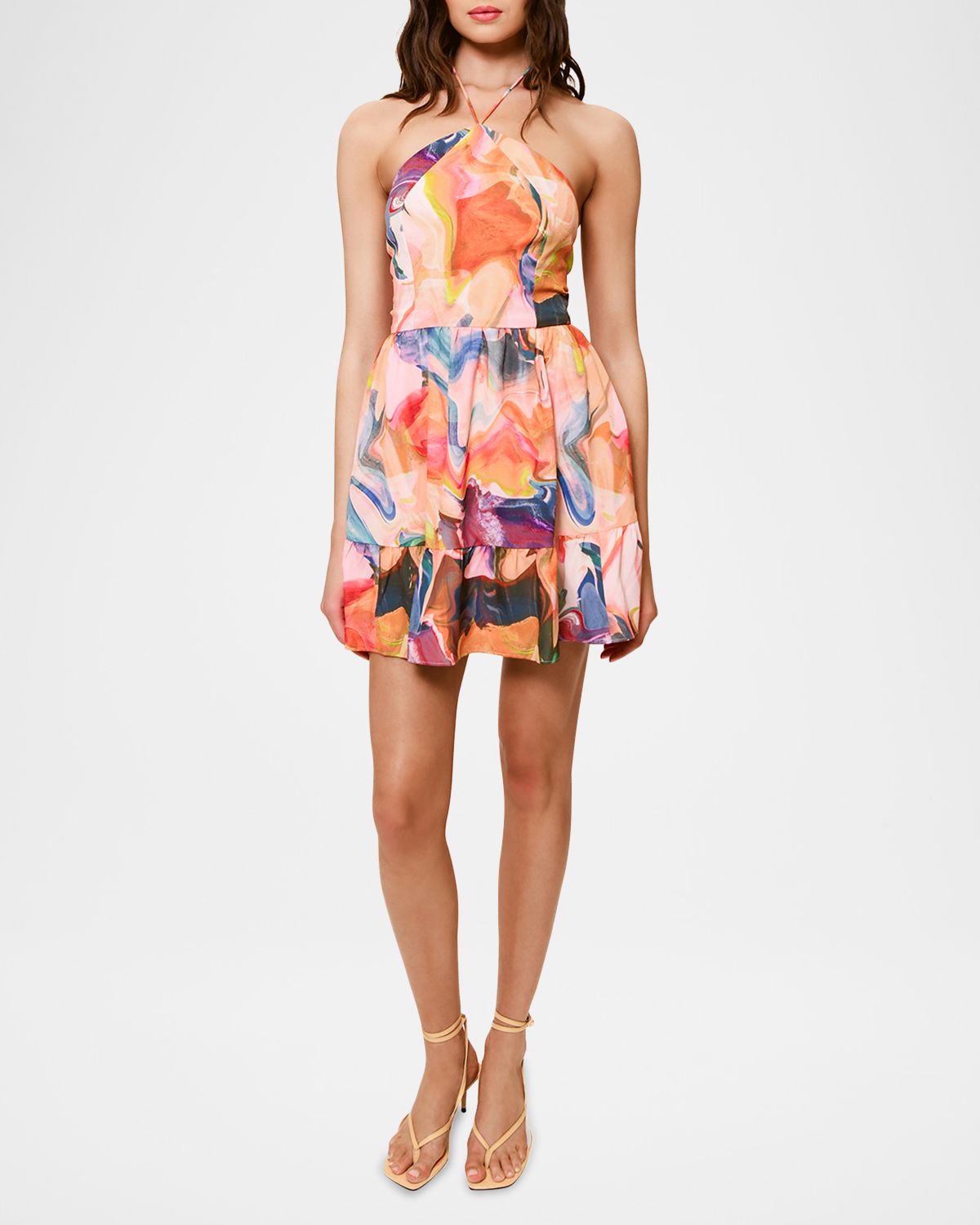 Hutch Mansi Flounce Floral-Print Halter Mini Dress