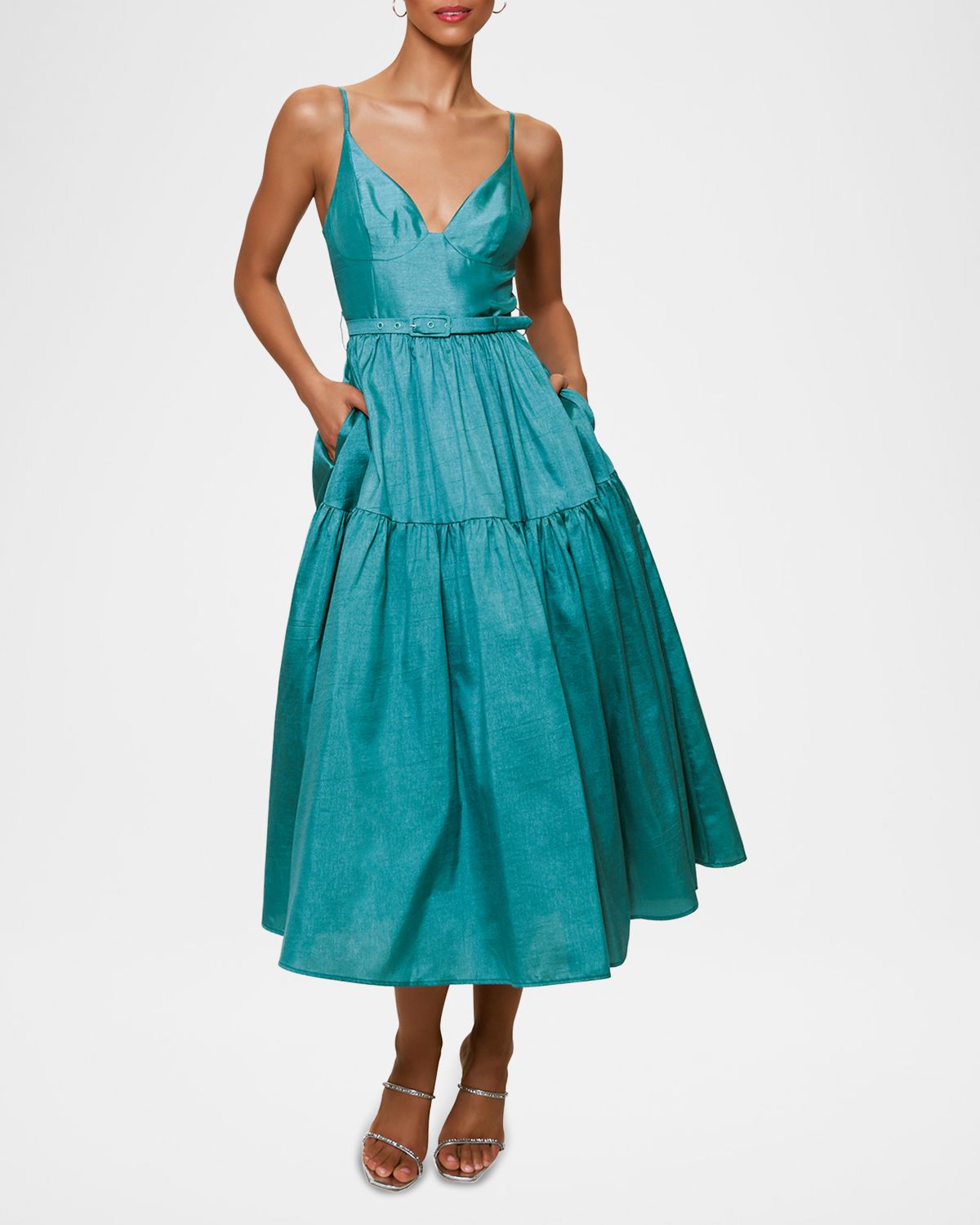 Hutch Atherton Belted Fit-&-Flare Midi Dress