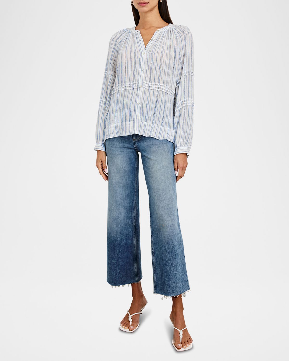 Rails Frances Button-Front Linen Blouse