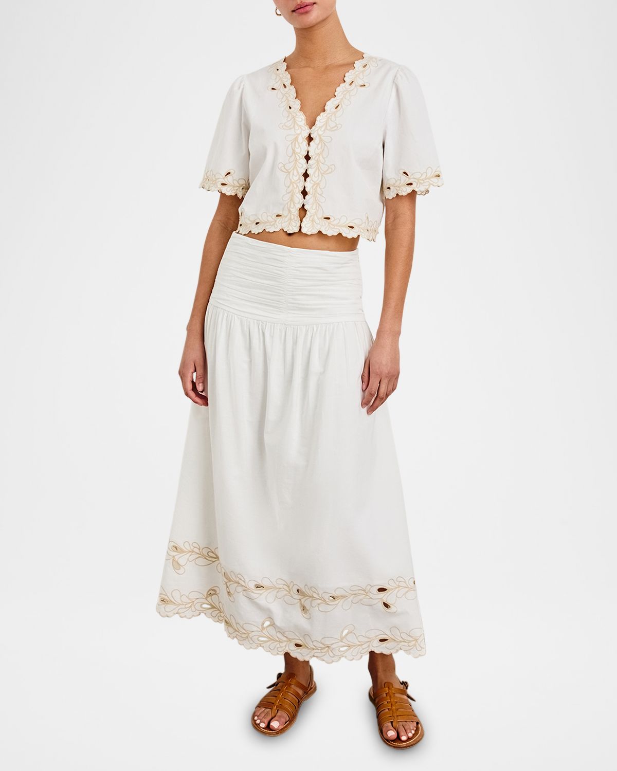 Rails Sol Embroidered Cotton Maxi Skirt