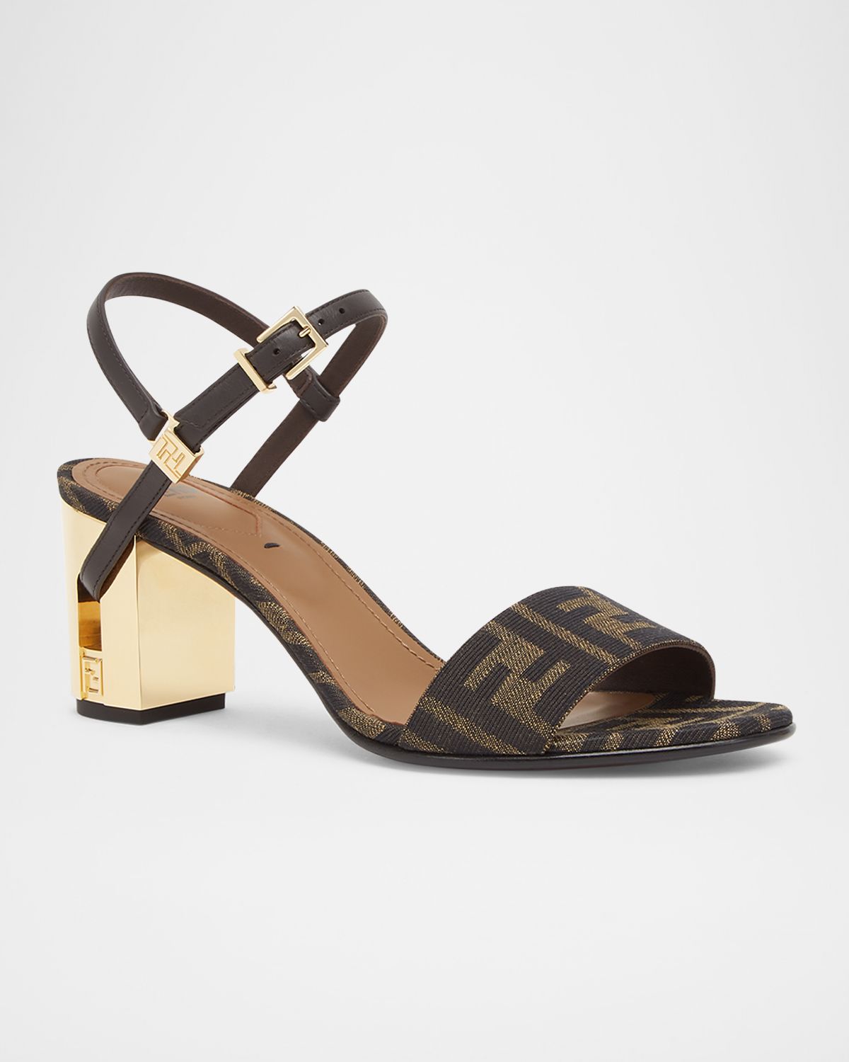 Fendi Delfina FF Jacquard Block-Heel Sandals