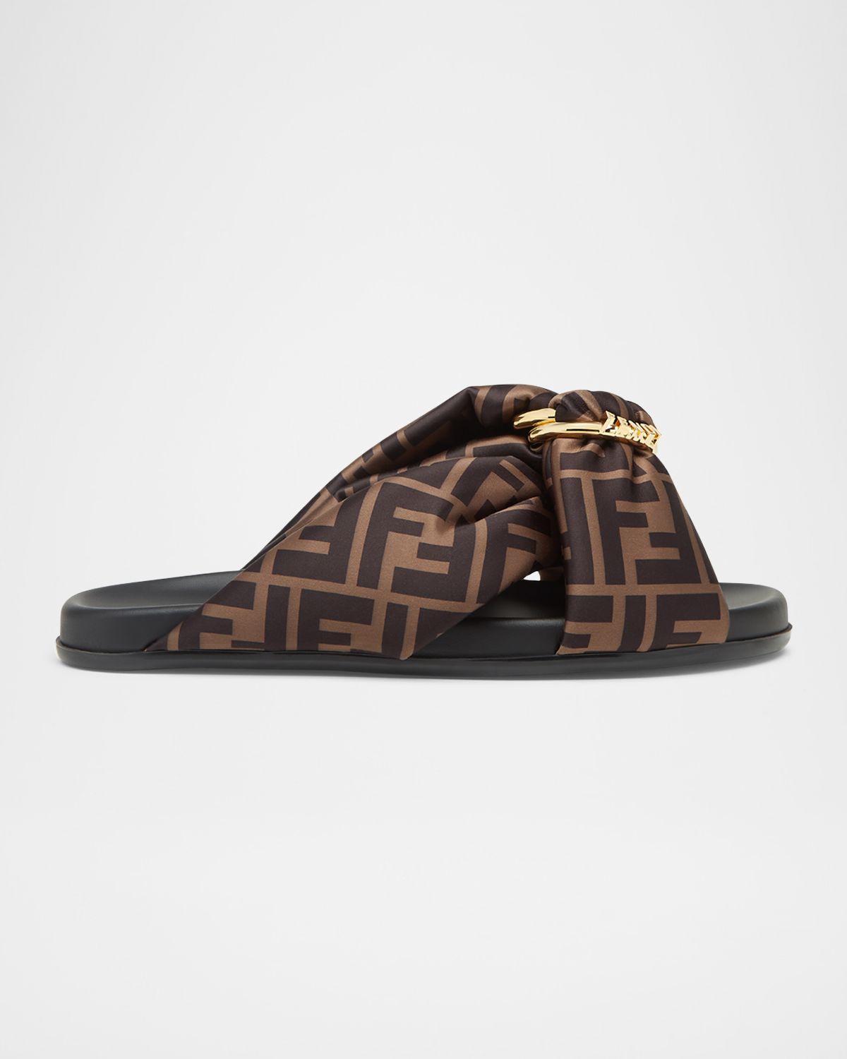 Fendi Feel FF Satin Slide Sandals