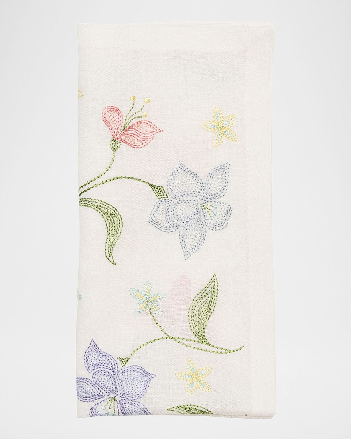 Kim Seybert Vista Flower Embroidered Linen Napkin