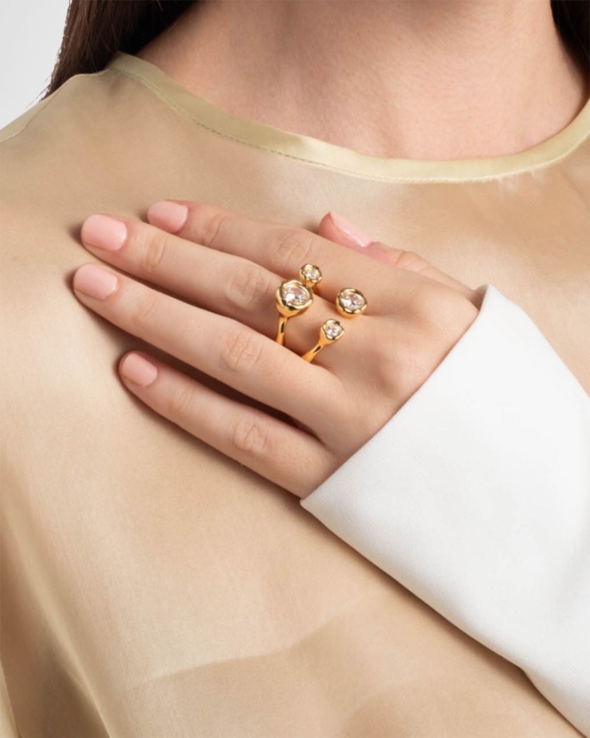 Alexis Bittar Asterales Gold CZ Open Ring