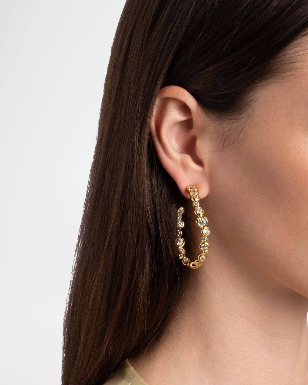 Alexis Bittar Asterales Gold CZ Large Hoop Earrings
