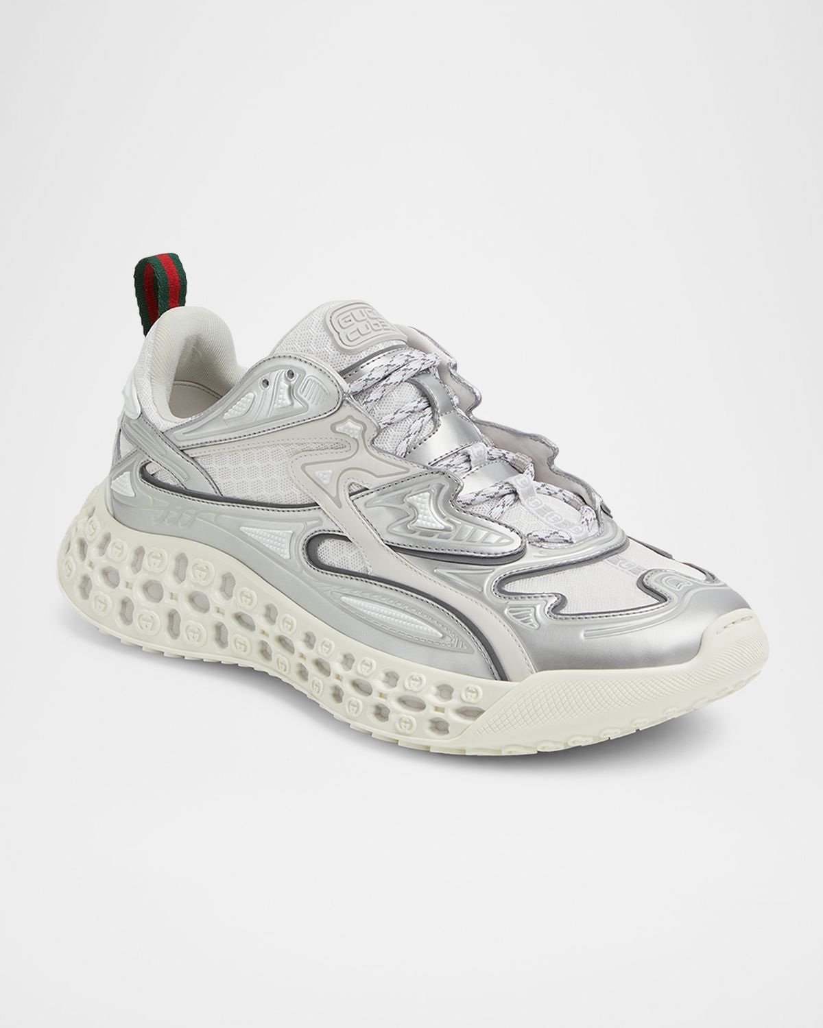 Gucci Men 's cub3d Metallic Demetra and Mesh Runner Sneakers