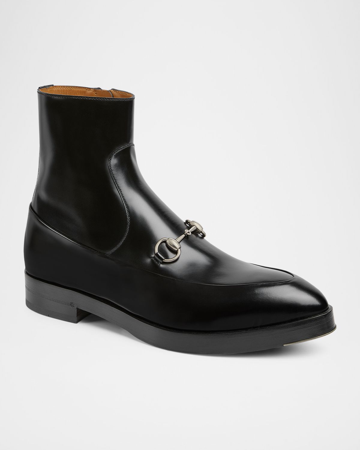 Gucci Men 's Burn Leather Horsebit Ankle Boots