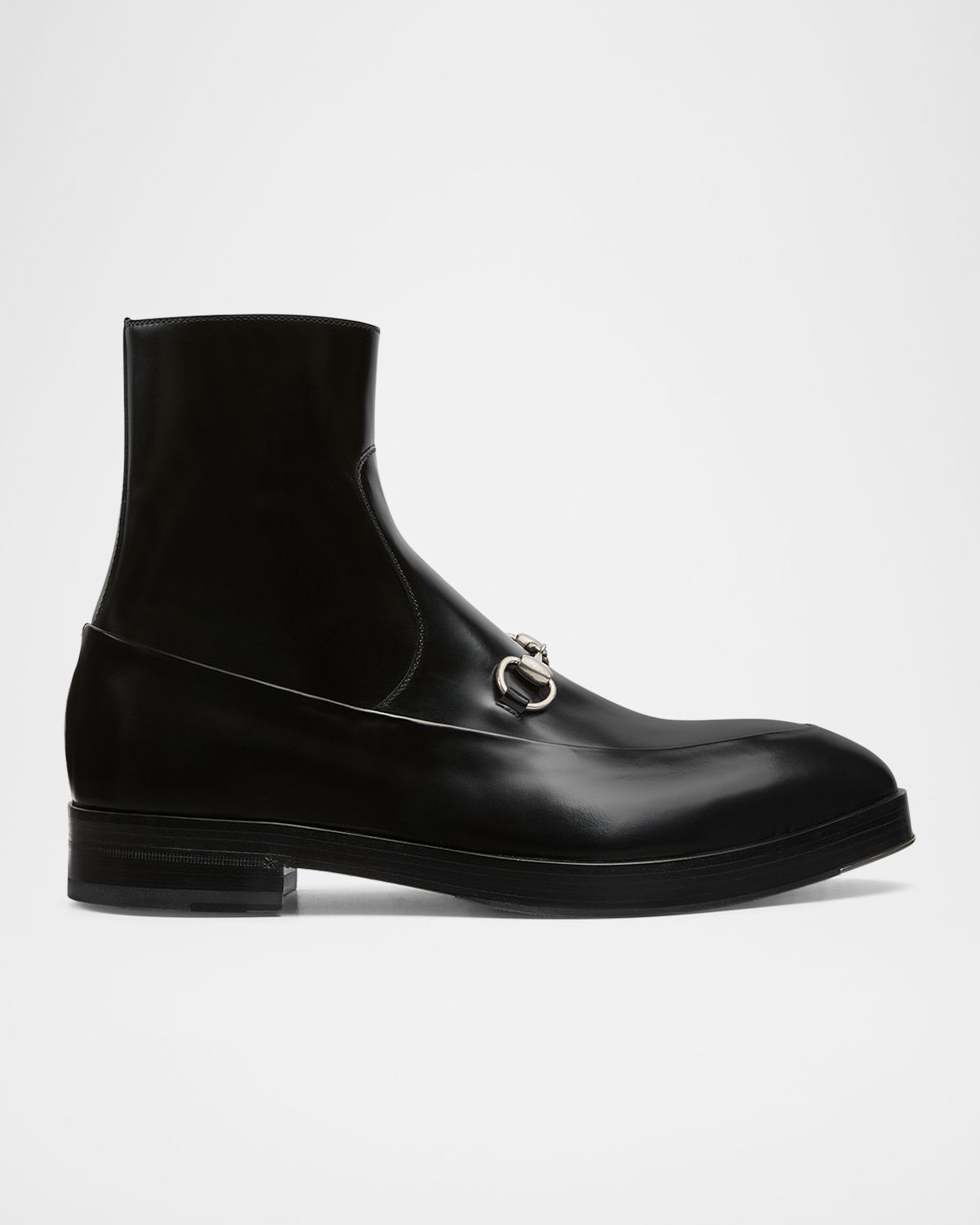 Gucci Men 's Burn Leather Horsebit Ankle Boots