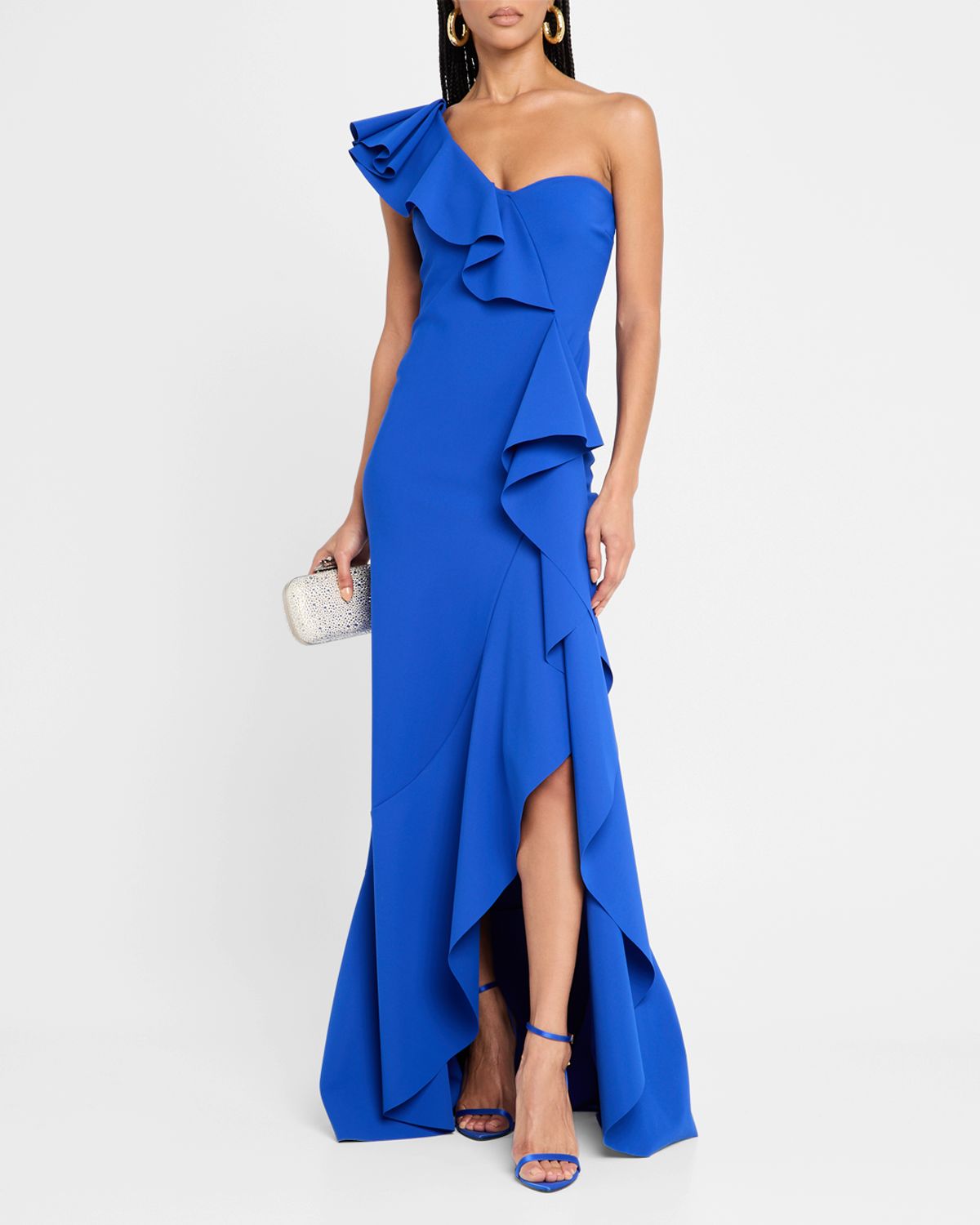 Chiara Boni La Petite Robe Kafu One-Shoulder Ruffle Gown