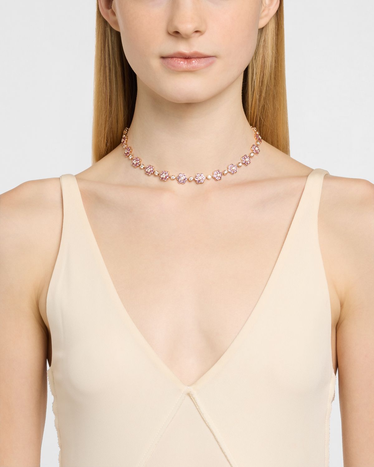 Anita Ko 18K Rose Gold Pink Sapphire and Diamond Flora Choker